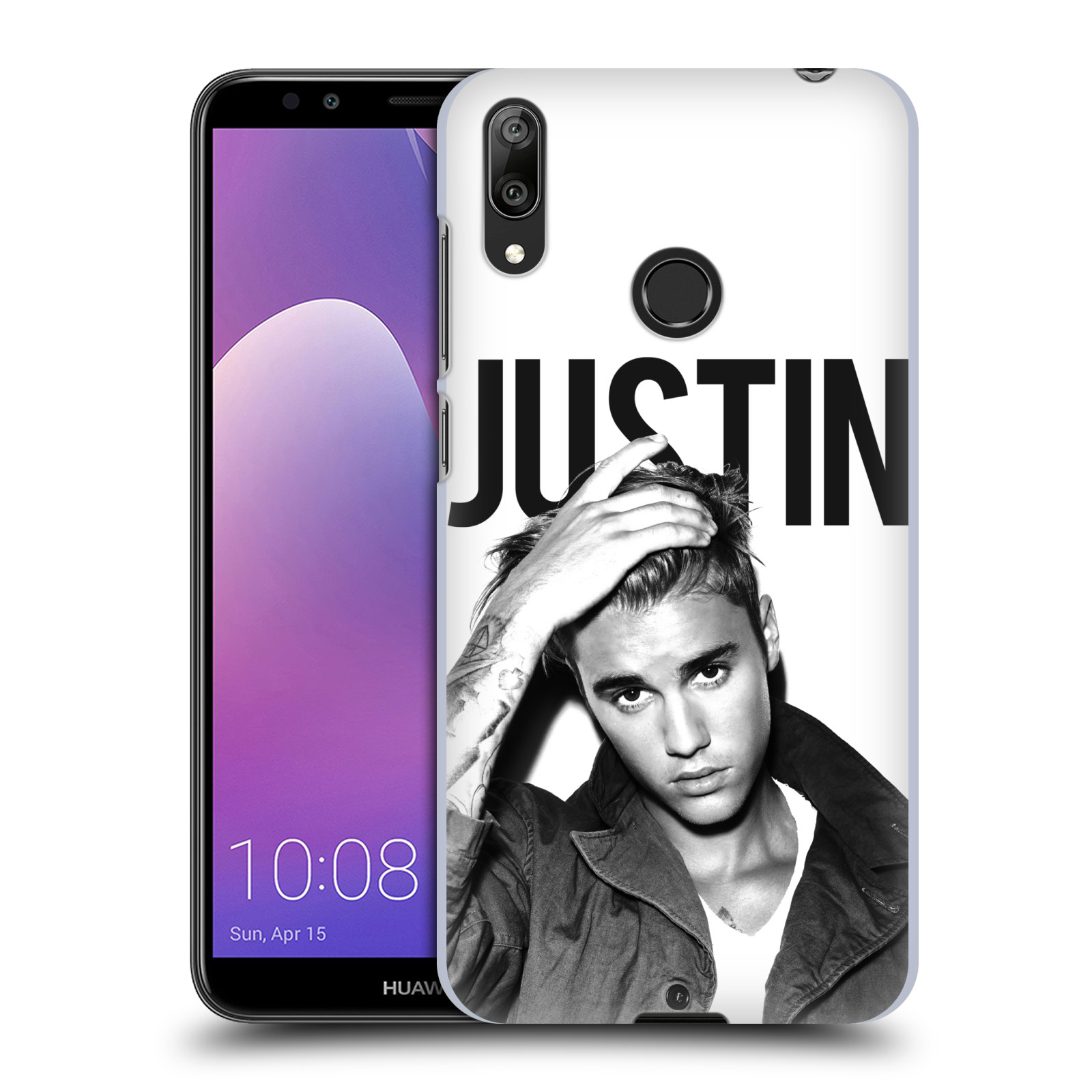 Pouzdro na mobil Huawei Y7 2019 - Head Case - Justin Bieber foto Purpose černá a bílá