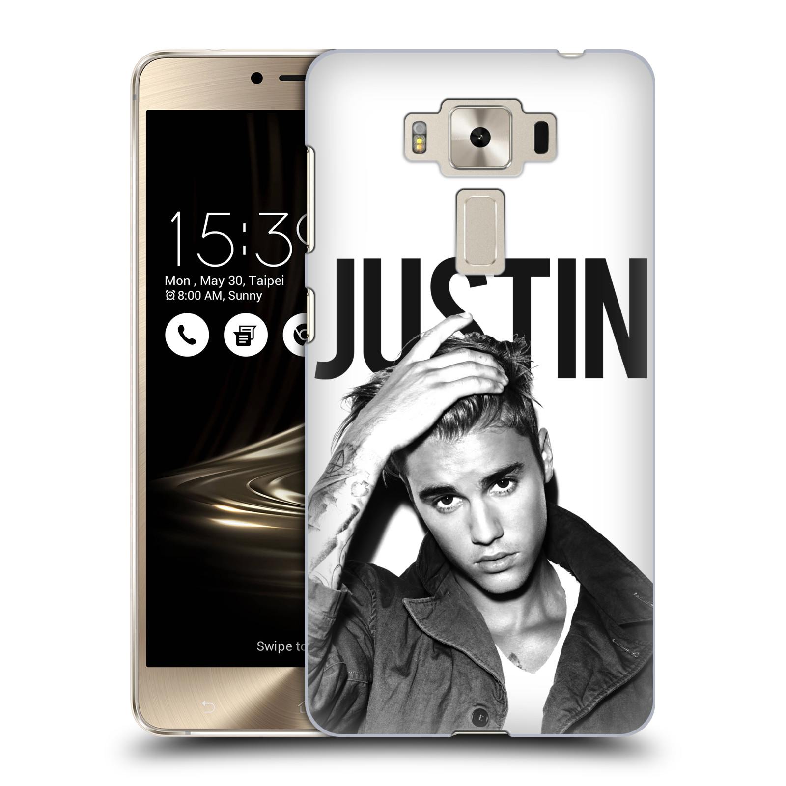 HEAD CASE plastový obal na mobil Asus Zenfone 3 DELUXE ZS550KL Justin Bieber foto Purpose černá a bílá