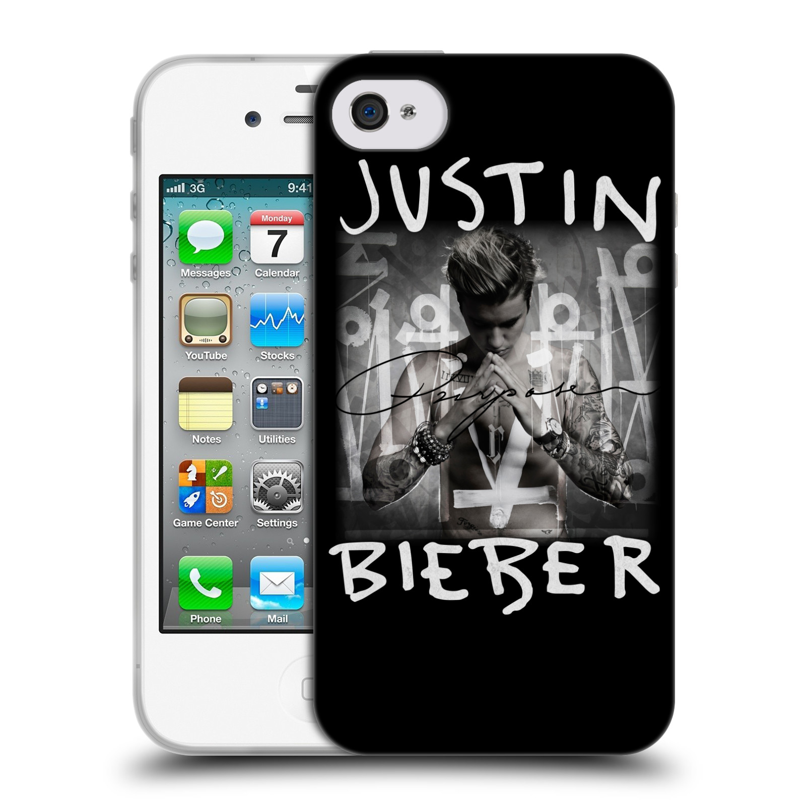 HEAD CASE silikonový obal na mobil Apple Iphone 4 / 4S originální potisk Justin Bieber Purpose
