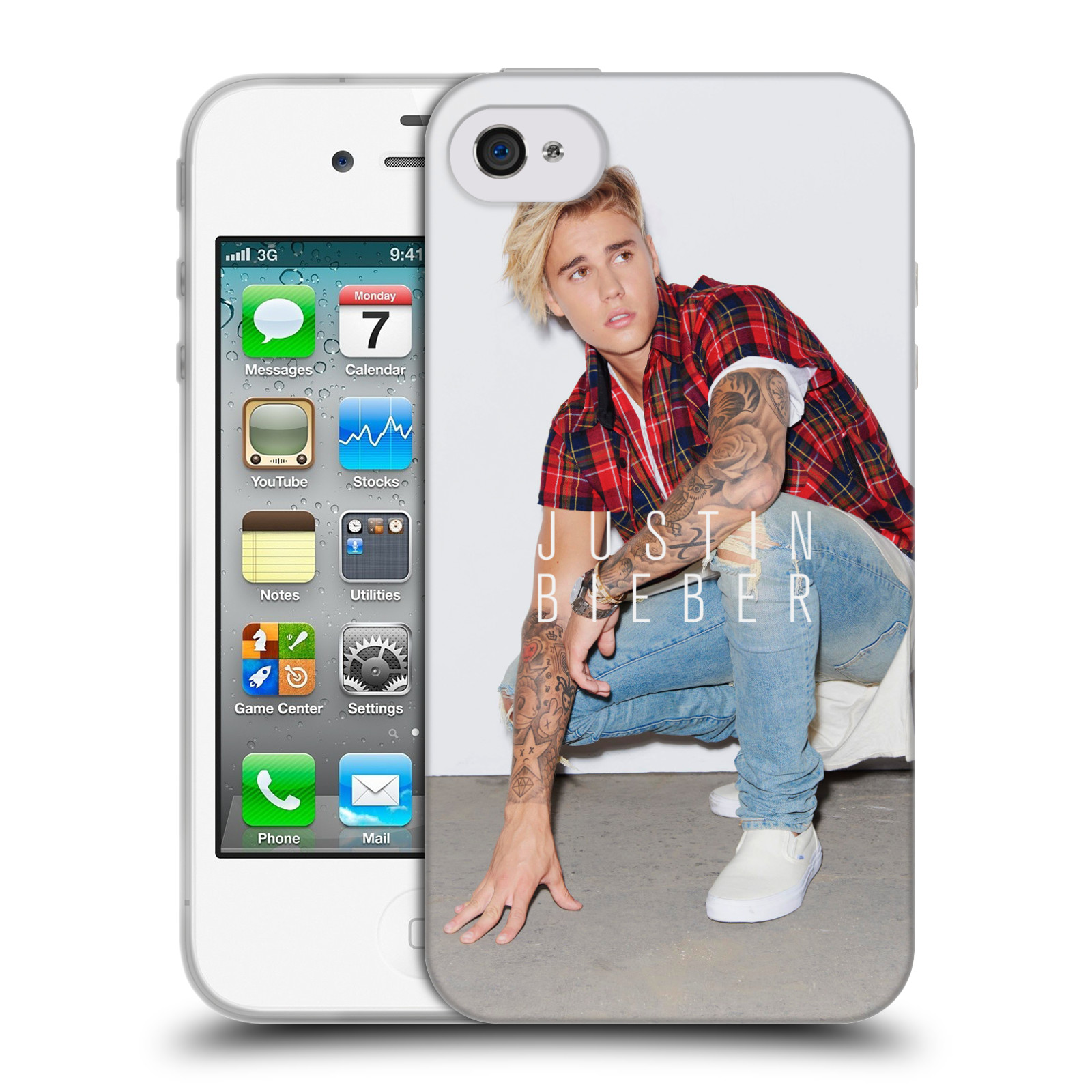 HEAD CASE silikonový obal na mobil Apple Iphone 4 / 4S originální potisk Justin Bieber Uncropped