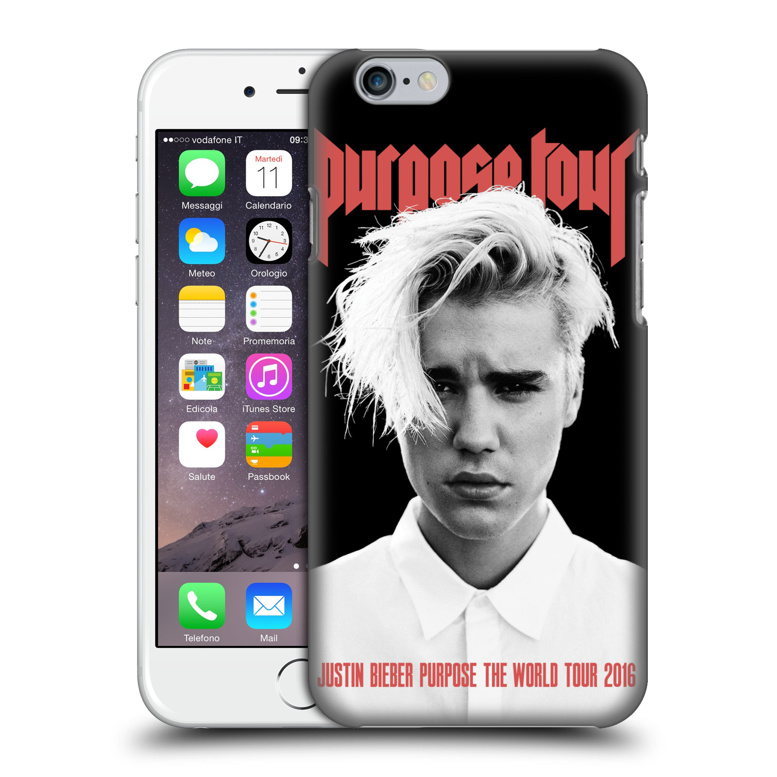 Plastové pouzdro pro mobil Apple Iphone 6/6S Justin Bieber foto Purpose tour černé pozadí