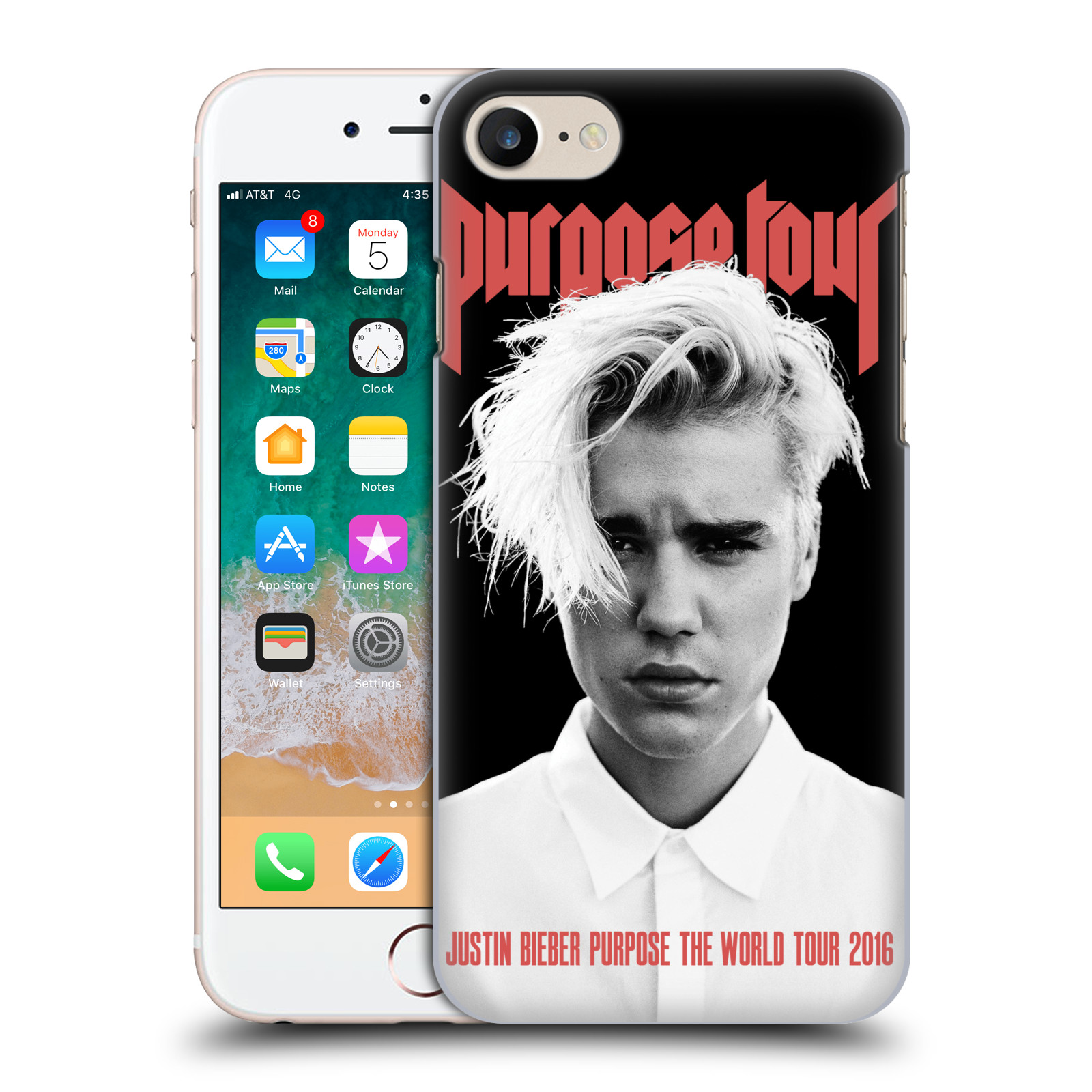Plastové pouzdro pro mobil Apple Iphone 7/8/SE 2020 Justin Bieber foto Purpose tour černé pozadí