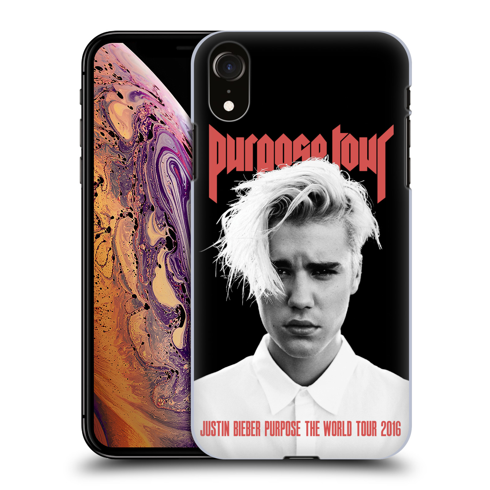 HEAD CASE plastový obal na mobil Apple Iphone XR Justin Bieber foto Purpose tour černé pozadí