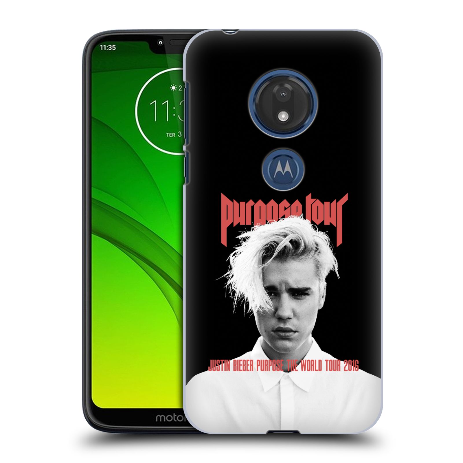 Pouzdro na mobil Motorola Moto G7 Play Justin Bieber foto Purpose tour černé pozadí