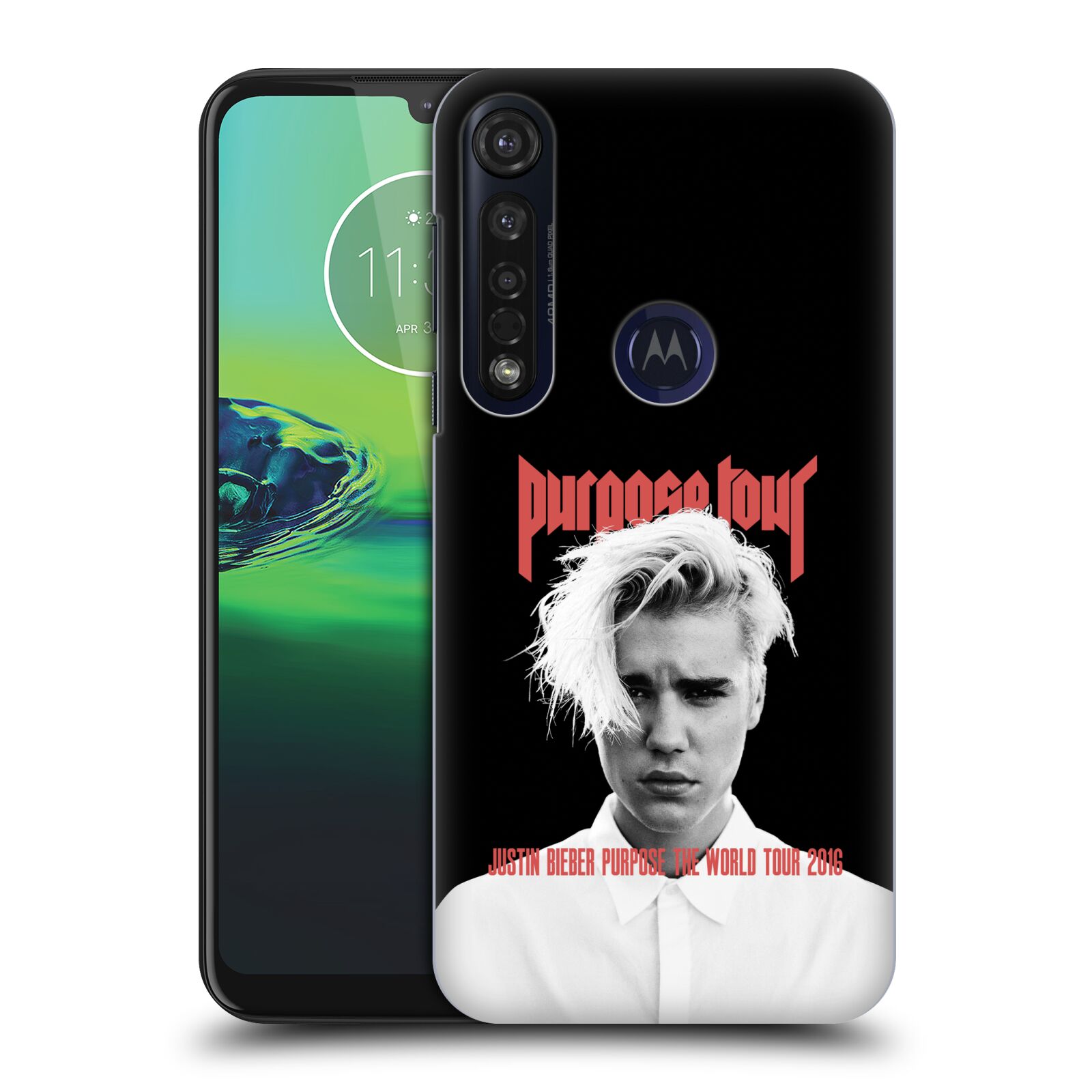Pouzdro na mobil Motorola Moto G8 PLUS - HEAD CASE - Justin Bieber foto Purpose tour černé pozadí