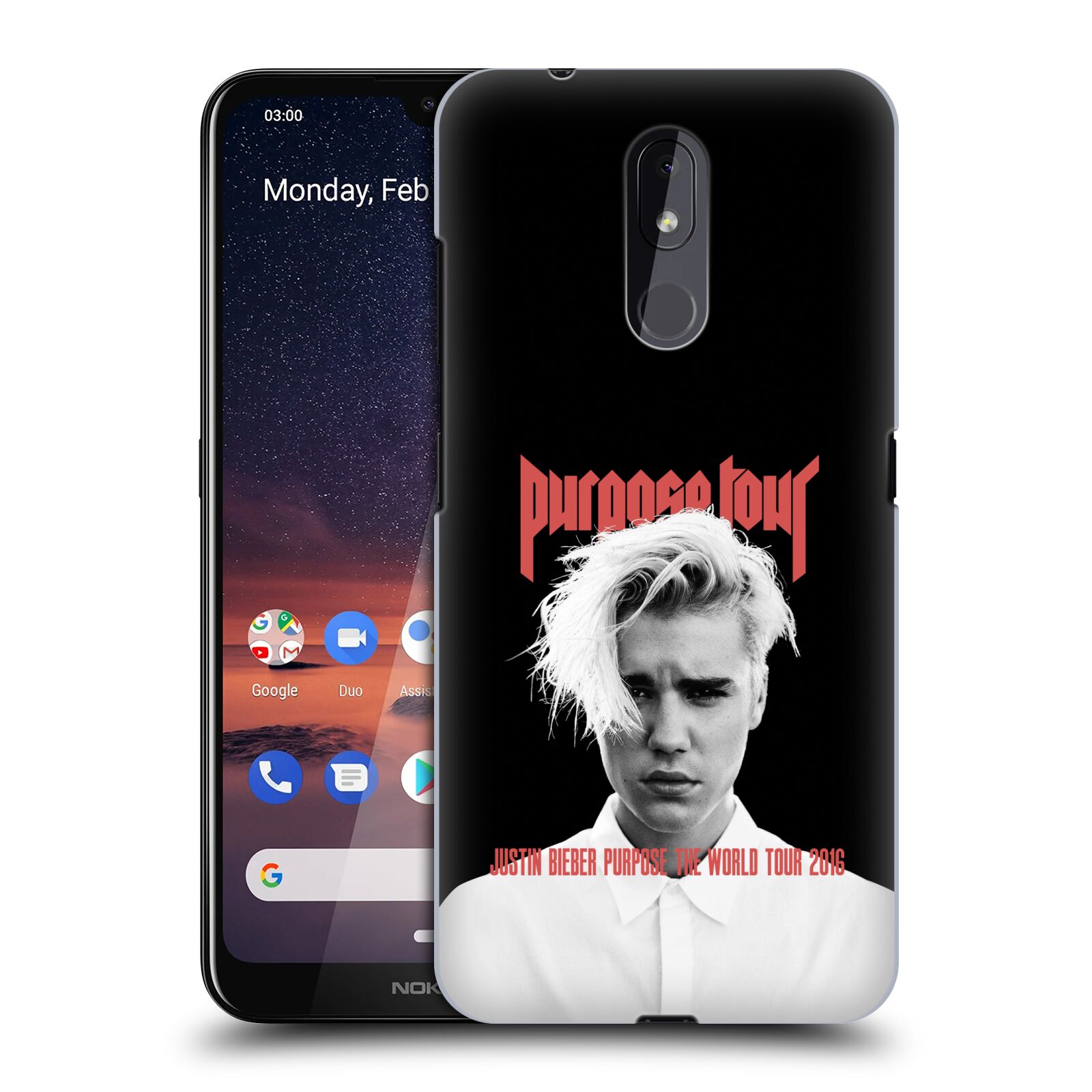 Pouzdro na mobil Nokia 3.2 - HEAD CASE - Justin Bieber foto Purpose tour černé pozadí