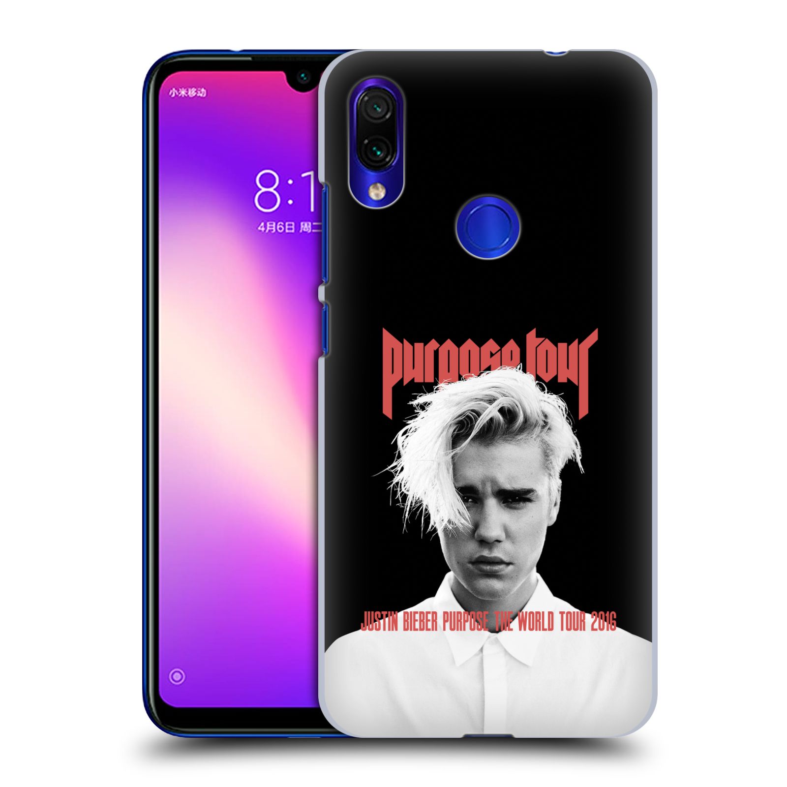 Pouzdro na mobil Xiaomi Redmi Note 7 - Head Case - Justin Bieber foto Purpose tour černé pozadí