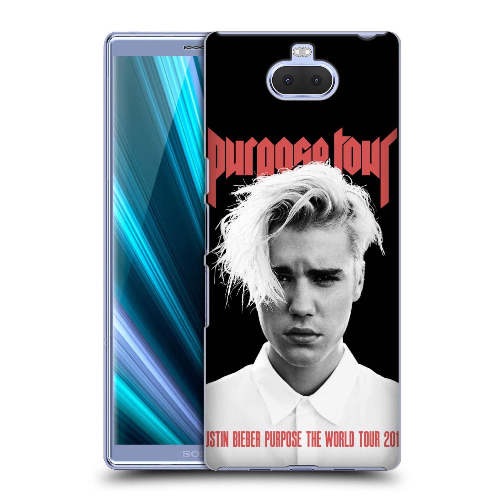 Pouzdro na mobil Sony Xperia 10 - Head Case - Justin Bieber foto Purpose tour černé pozadí