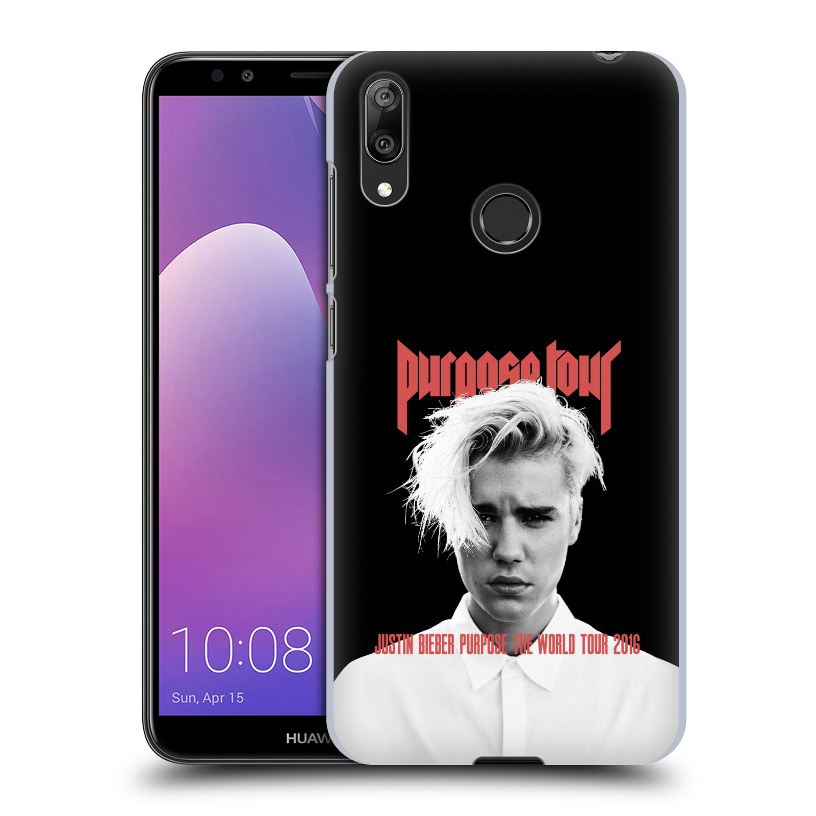 Pouzdro na mobil Huawei Y7 2019 - Head Case - Justin Bieber foto Purpose tour černé pozadí