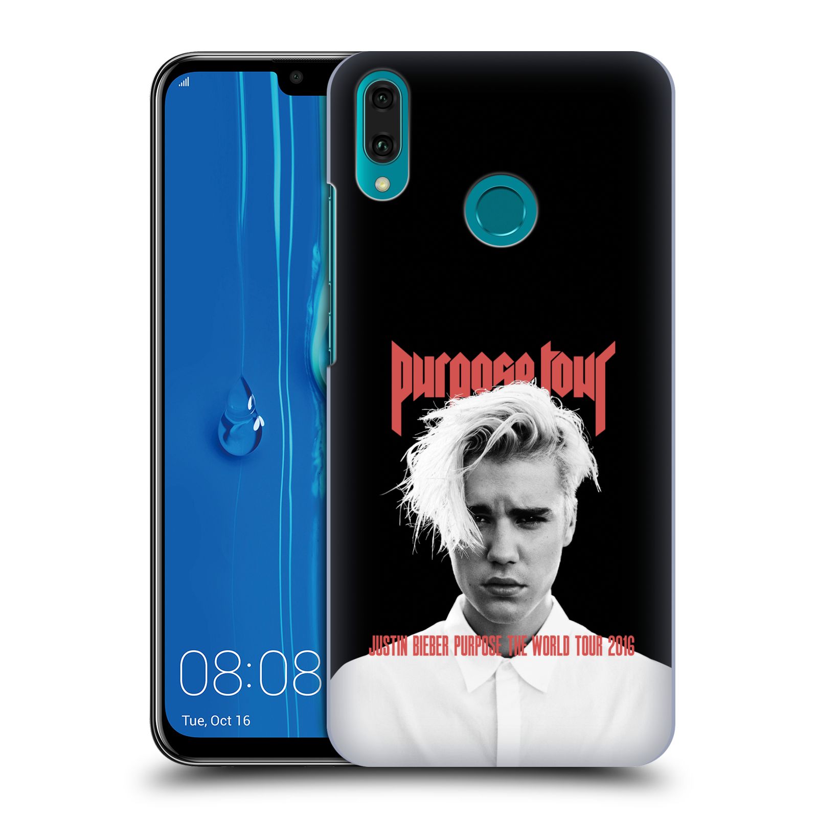 Pouzdro na mobil Huawei Y9 2019 - HEAD CASE - Justin Bieber foto Purpose tour černé pozadí