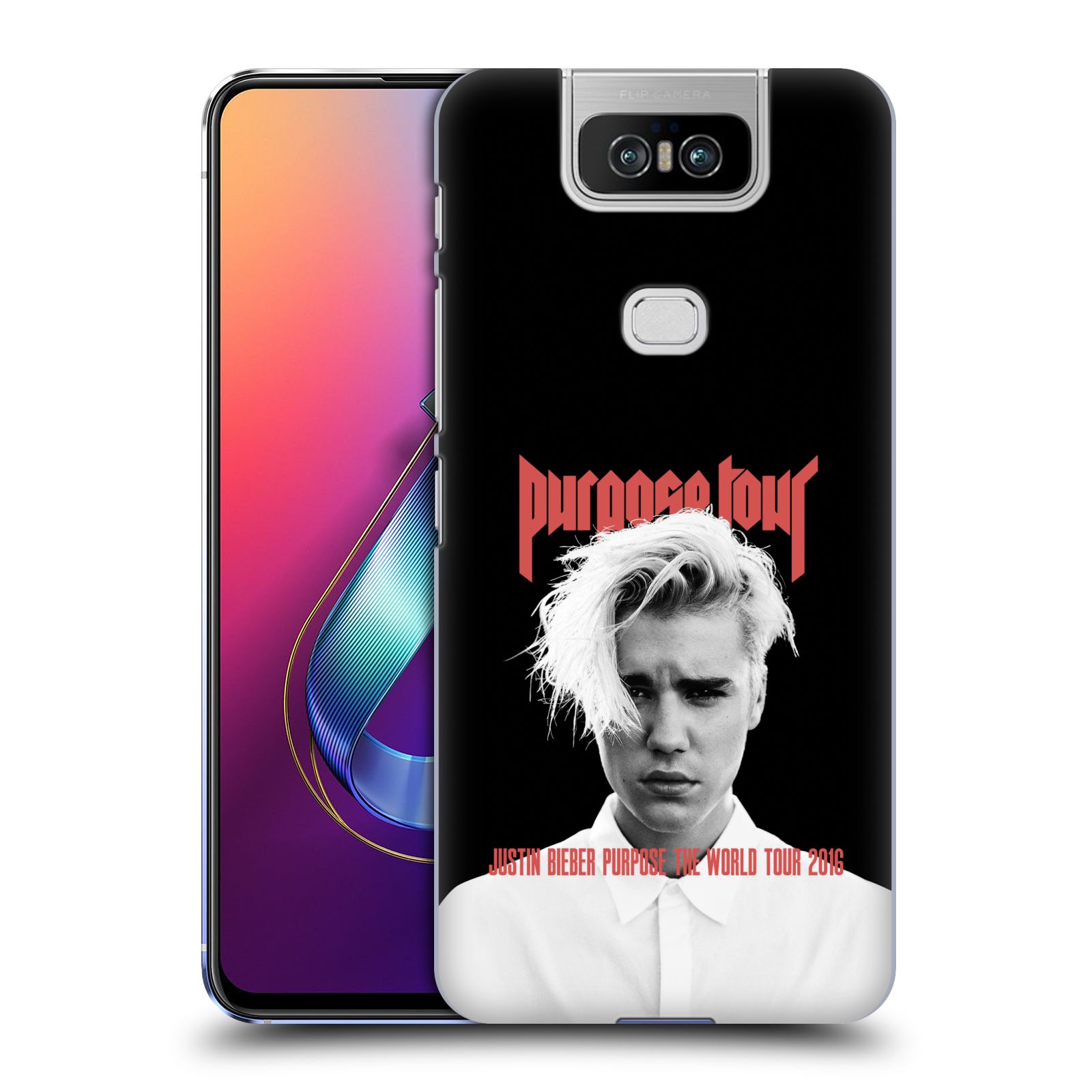 Pouzdro na mobil Asus Zenfone 6 ZS630KL - HEAD CASE - Justin Bieber foto Purpose tour černé pozadí