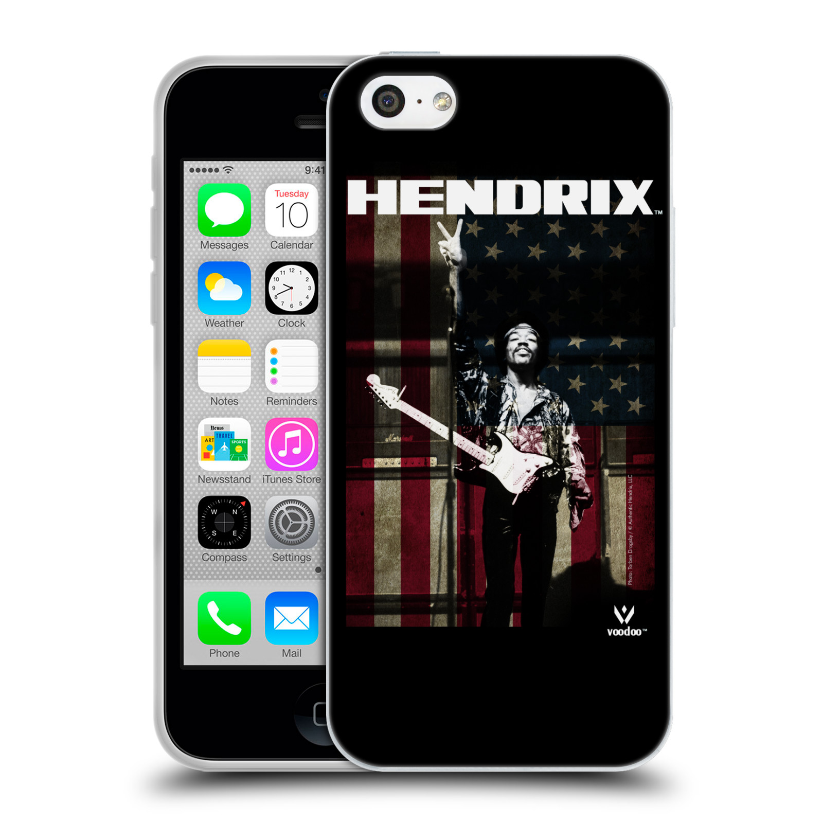 HEAD CASE silikonový obal na mobil Apple Iphone 5C Jimi Hendrix Americká vlajka