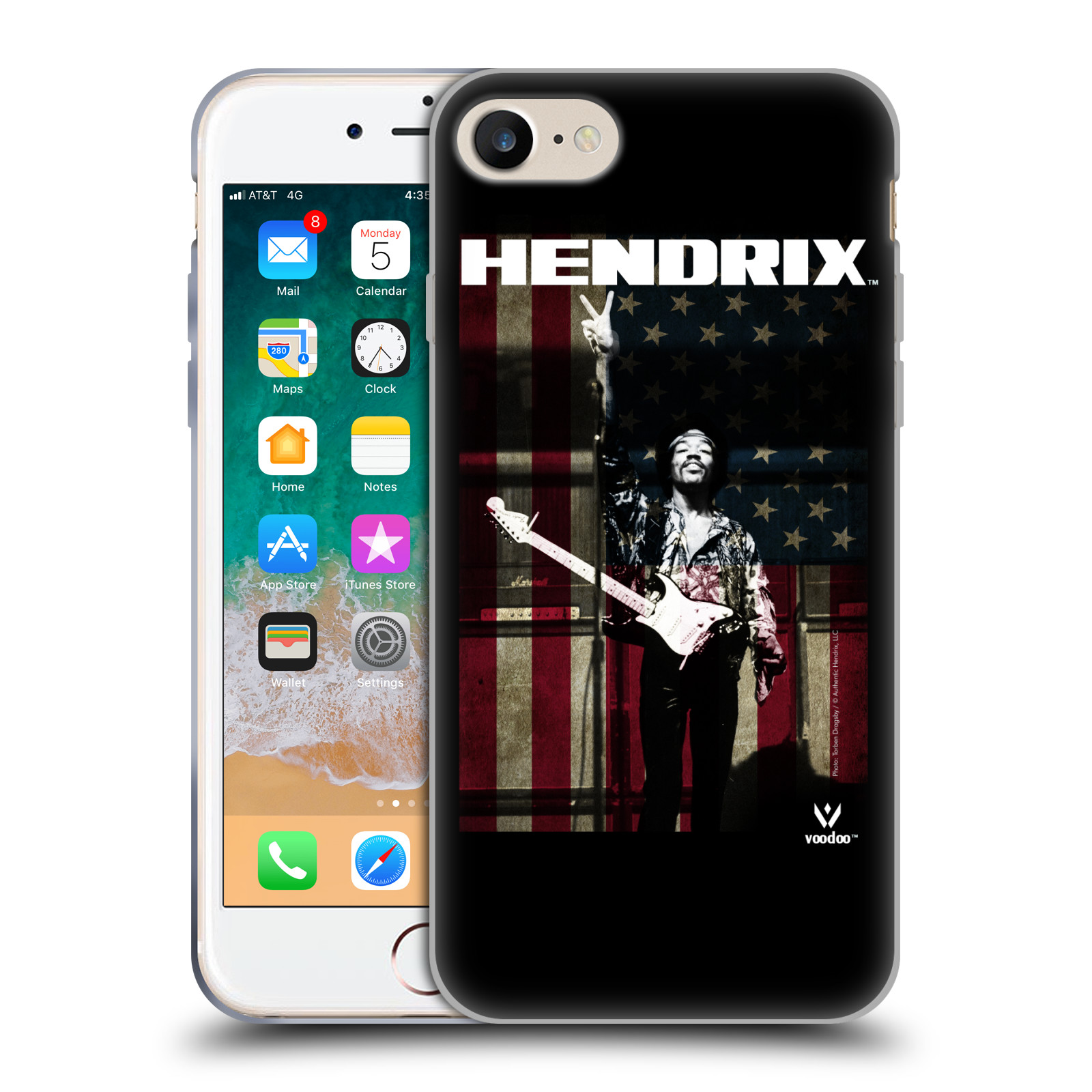 HEAD CASE silikonový obal na mobil Apple Iphone 7 Jimi Hendrix Americká vlajka