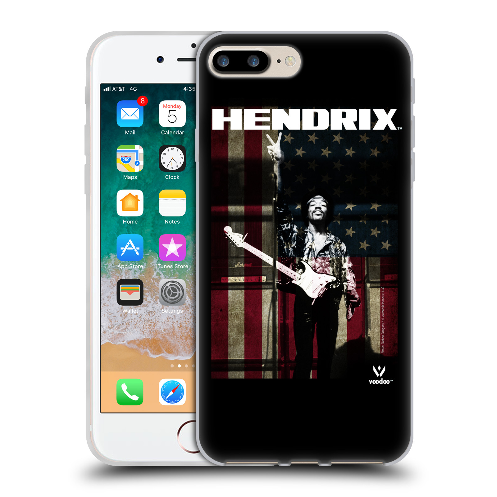 HEAD CASE silikonový obal na mobil Apple Iphone 7 PLUS Jimi Hendrix Americká vlajka