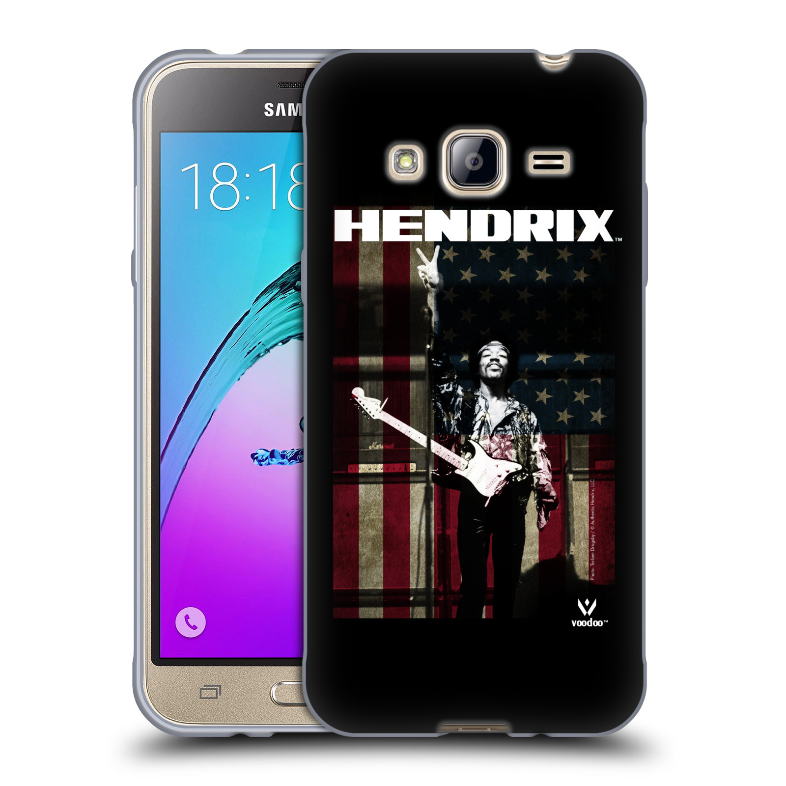 HEAD CASE silikonový obal na mobil Samsung Galaxy J3, J3 2016 Jimi Hendrix Americká vlajka