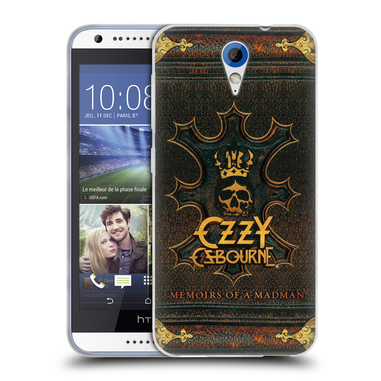 HEAD CASE silikonový obal na mobil HTC Desire 620 zpěvák Ozzy Osbourne koruna