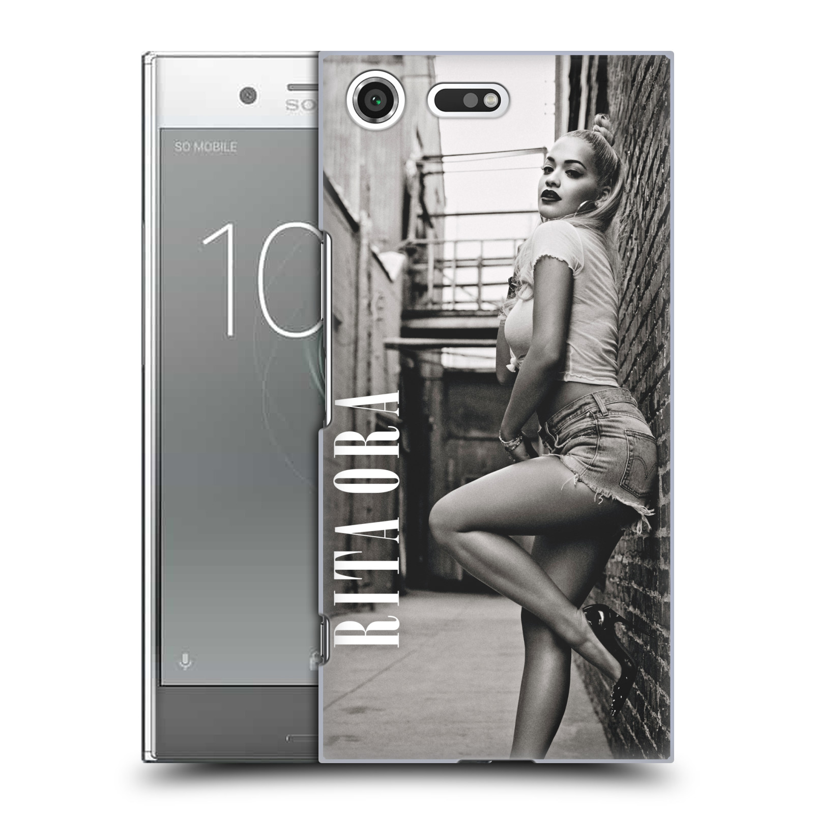 HEAD CASE plastový obal na mobil Sony Xperia XZ PREMIUM zpěvačka Rita Ora foto černobílá