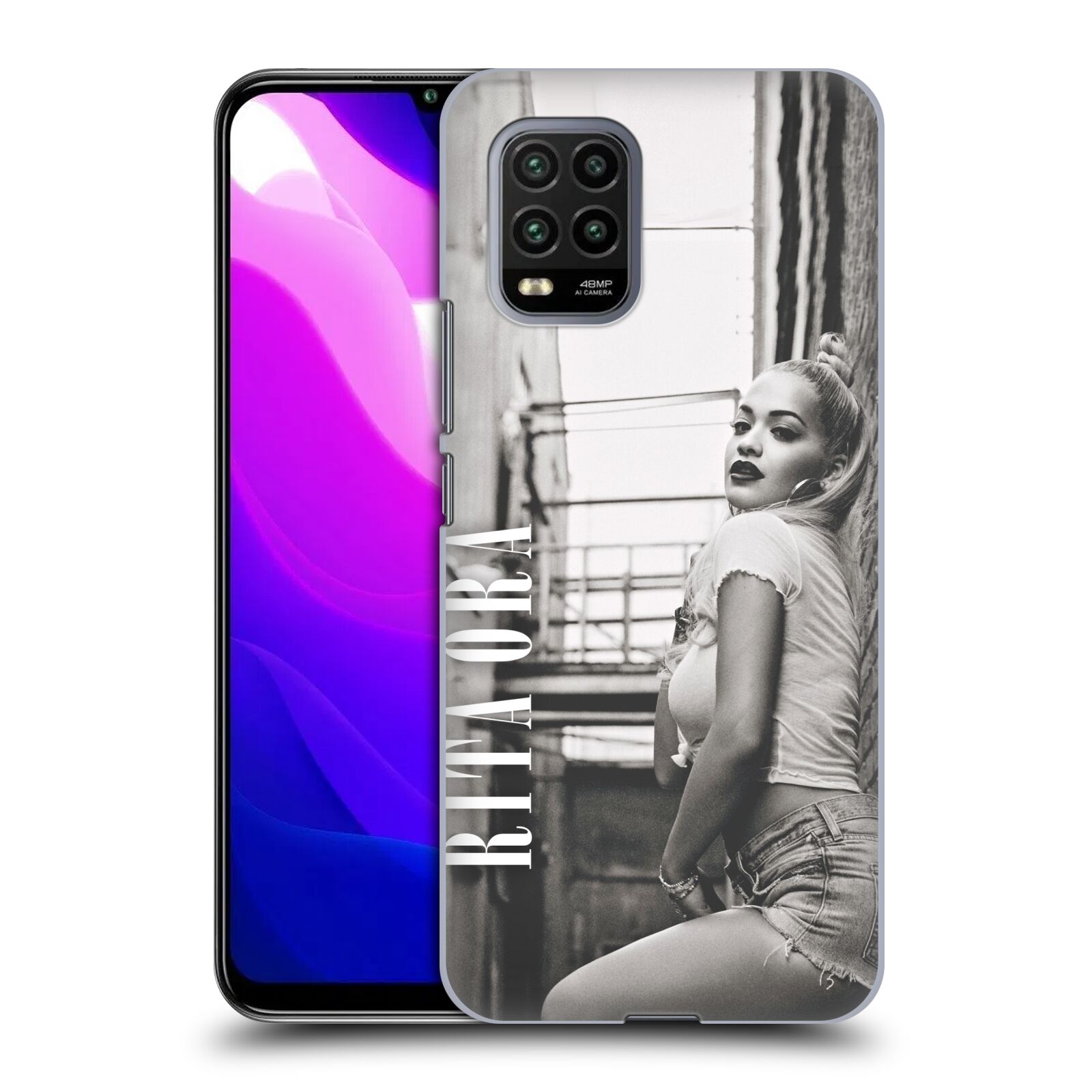 Zadní kryt, obal na mobil Xiaomi Mi 10 LITE zpěvačka Rita Ora foto černobílá