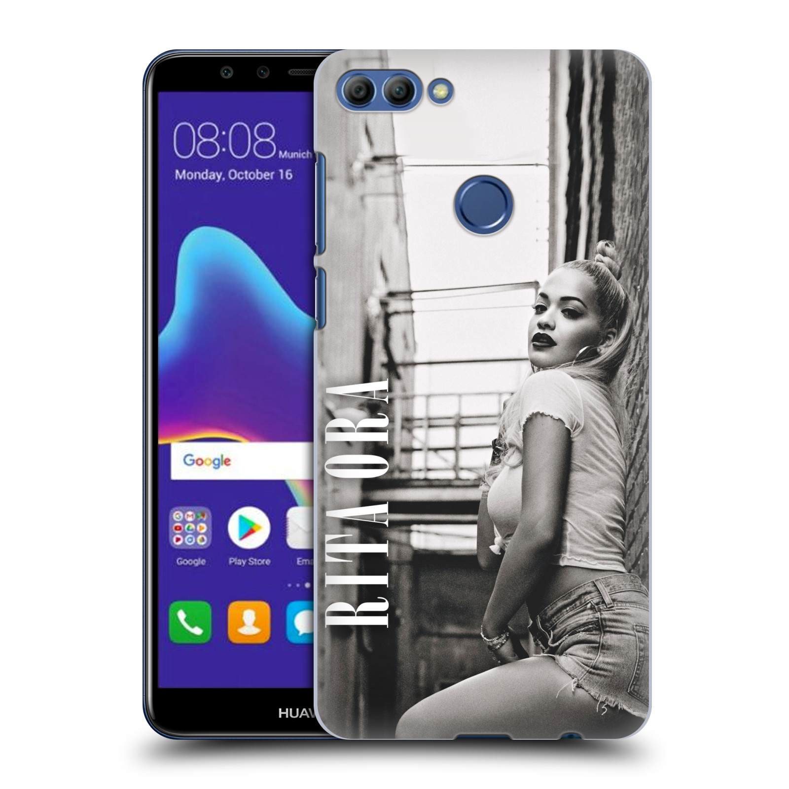 HEAD CASE plastový obal na mobil Huawei Y9 2018 zpěvačka Rita Ora foto černobílá