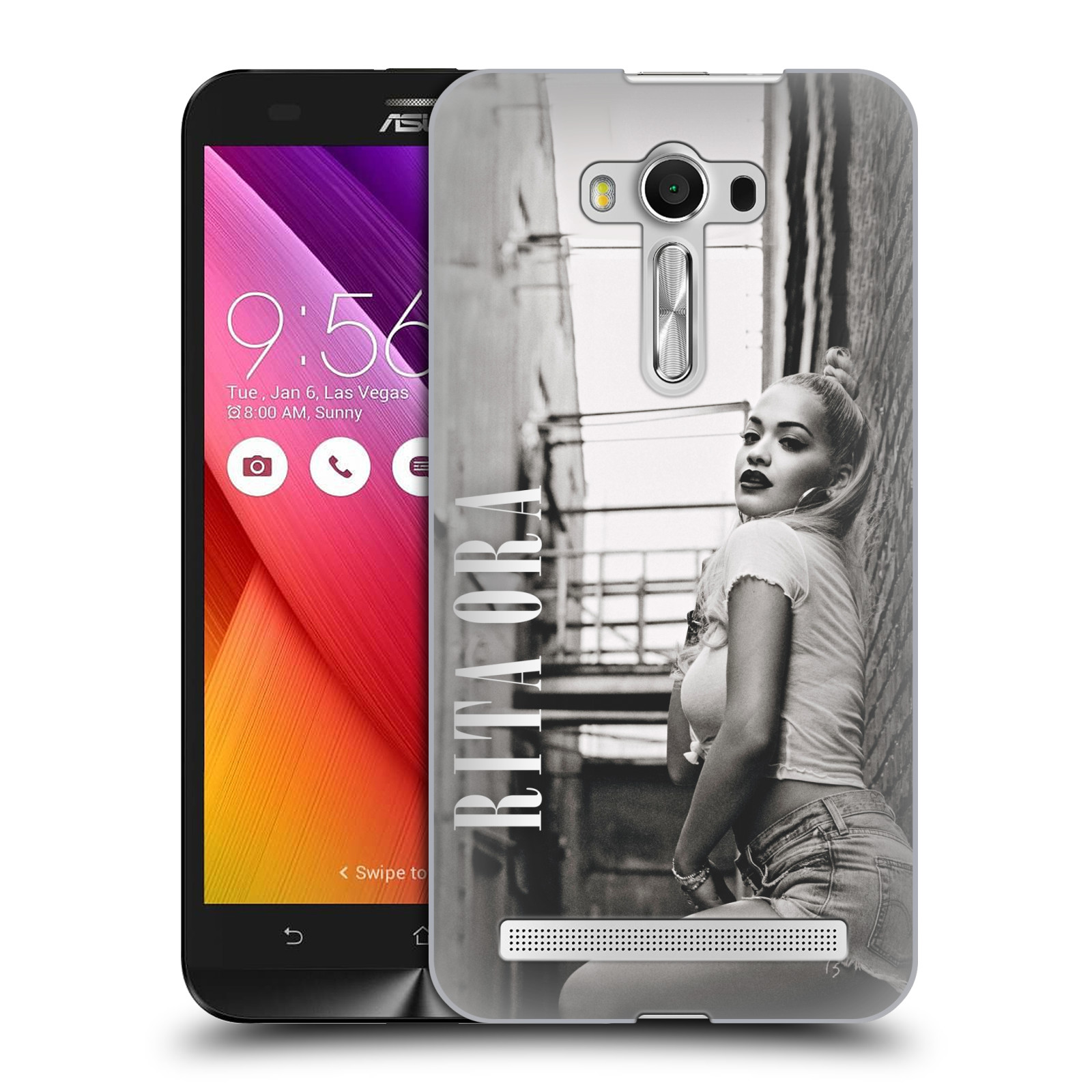 HEAD CASE plastový obal na mobil Asus Zenfone 2 LASER (5,5 displej ZE550KL) zpěvačka Rita Ora foto černobílá