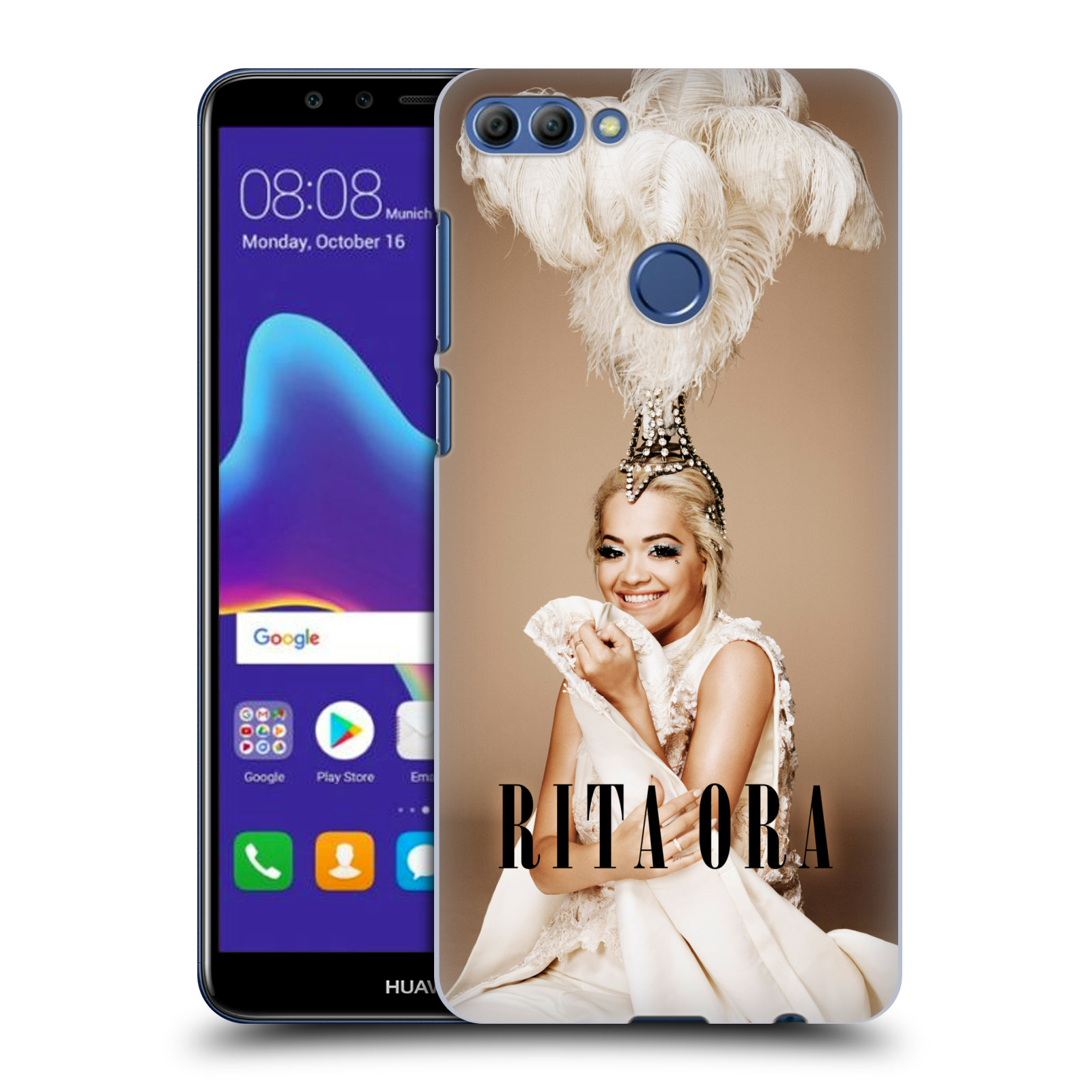 HEAD CASE plastový obal na mobil Huawei Y9 2018 zpěvačka Rita Ora peří