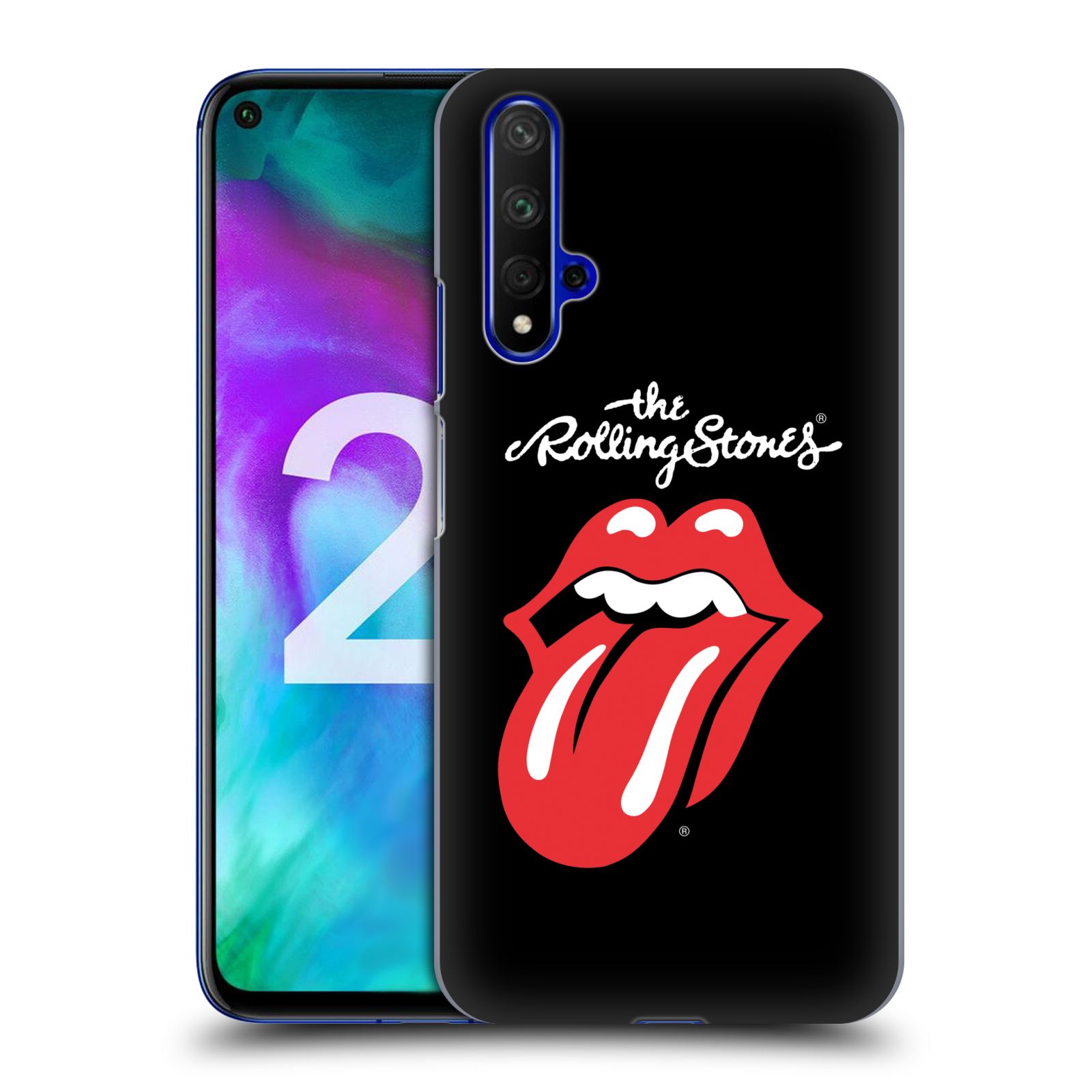 Pouzdro na mobil Honor 20 - HEAD CASE - rocková skupina Rolling Stones znak černá a červená