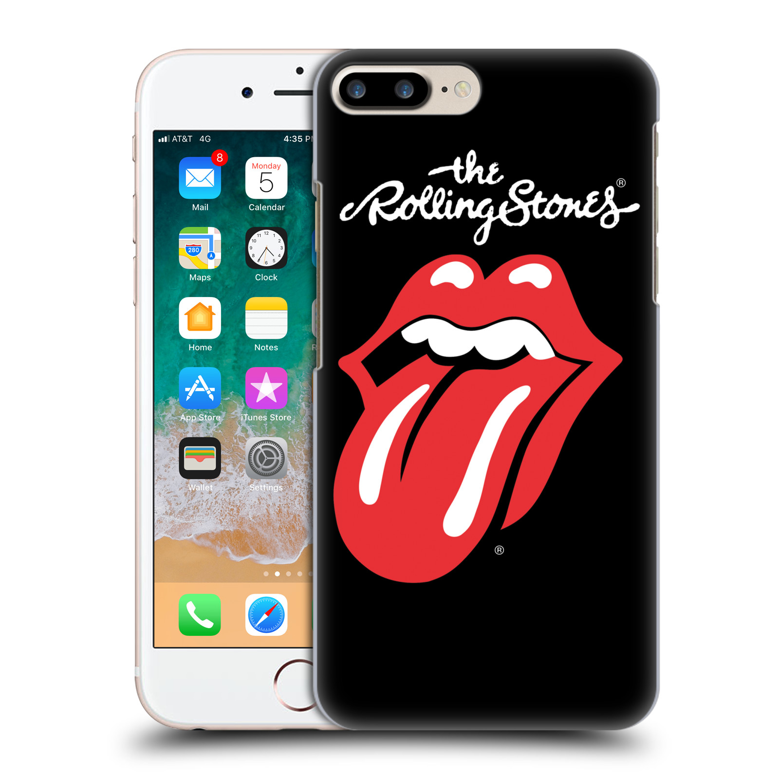 Plastové pouzdro pro mobil Apple Iphone 8 PLUS rocková skupina Rolling Stones znak černá a červená