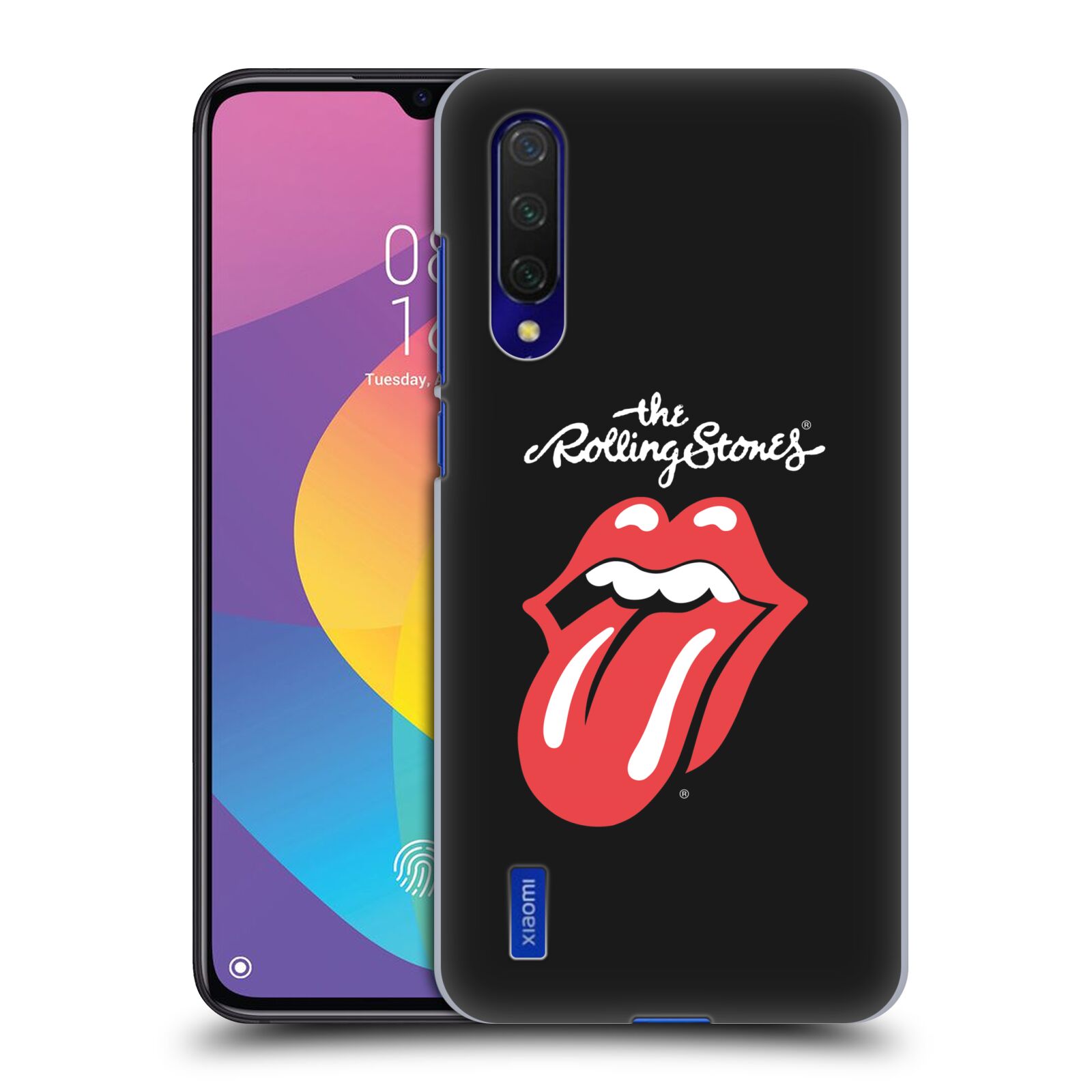Zadní kryt na mobil Xiaomi MI 9 LITE rocková skupina Rolling Stones znak černá a červená