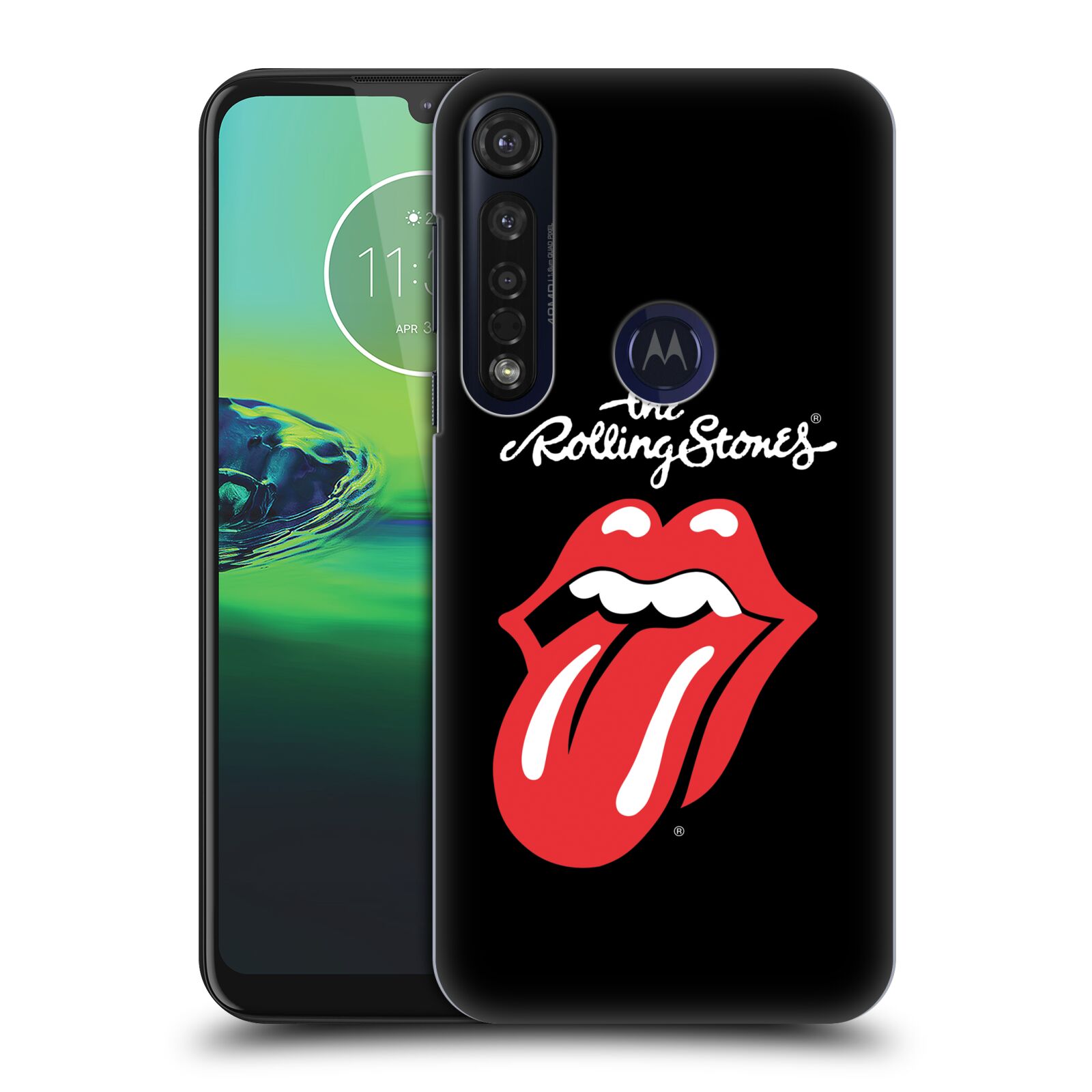 Pouzdro na mobil Motorola Moto G8 PLUS - HEAD CASE - rocková skupina Rolling Stones znak černá a červená