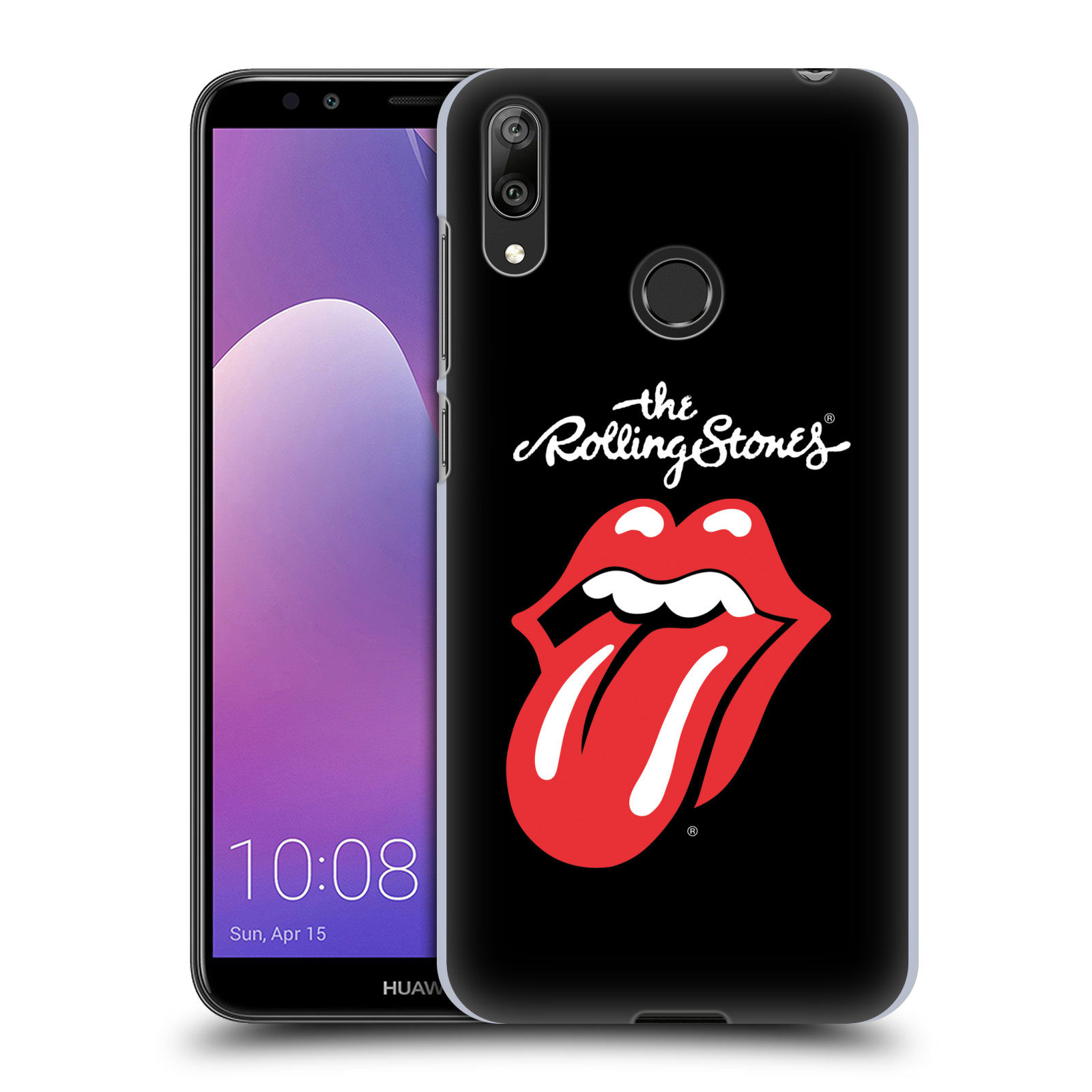 Pouzdro na mobil Huawei Y7 2019 - Head Case - rocková skupina Rolling Stones znak černá a červená