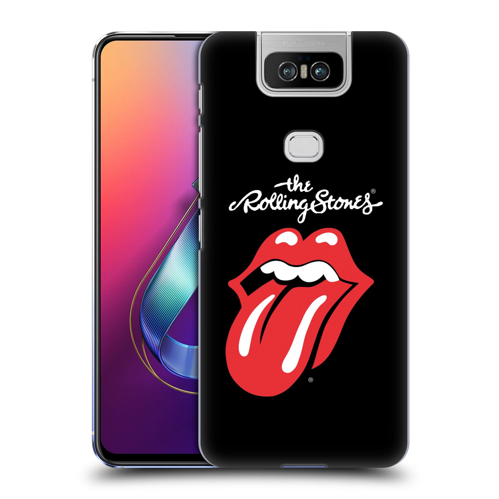 Pouzdro na mobil Asus Zenfone 6 ZS630KL - HEAD CASE - rocková skupina Rolling Stones znak černá a červená