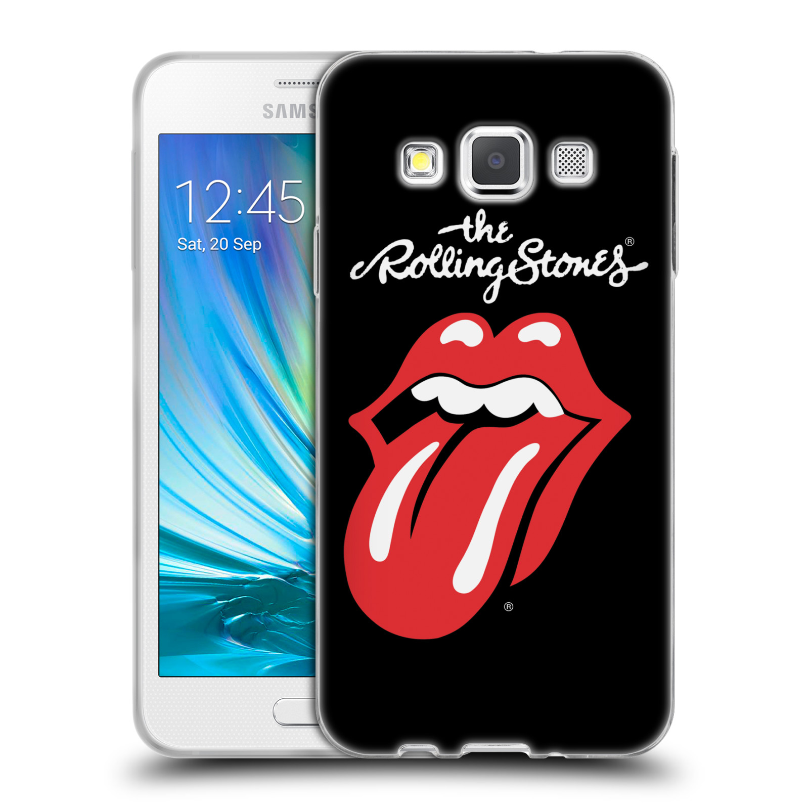 HEAD CASE silikonový obal na mobil Samsung Galaxy A3 (A300) rocková skupina Rolling Stones znak černá a červená