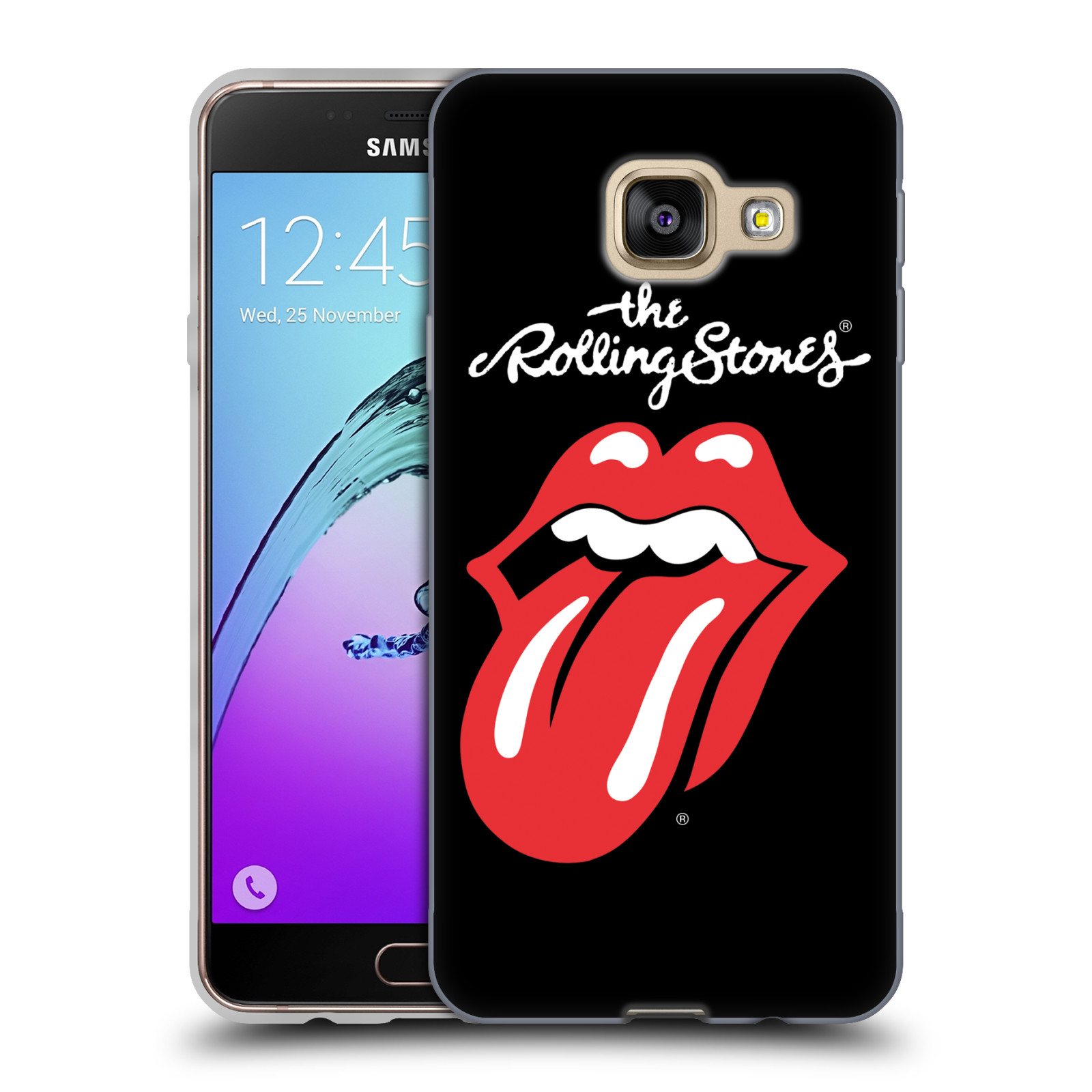 HEAD CASE silikonový obal na mobil Samsung Galaxy A3 2016 (A310) rocková skupina Rolling Stones znak černá a červená