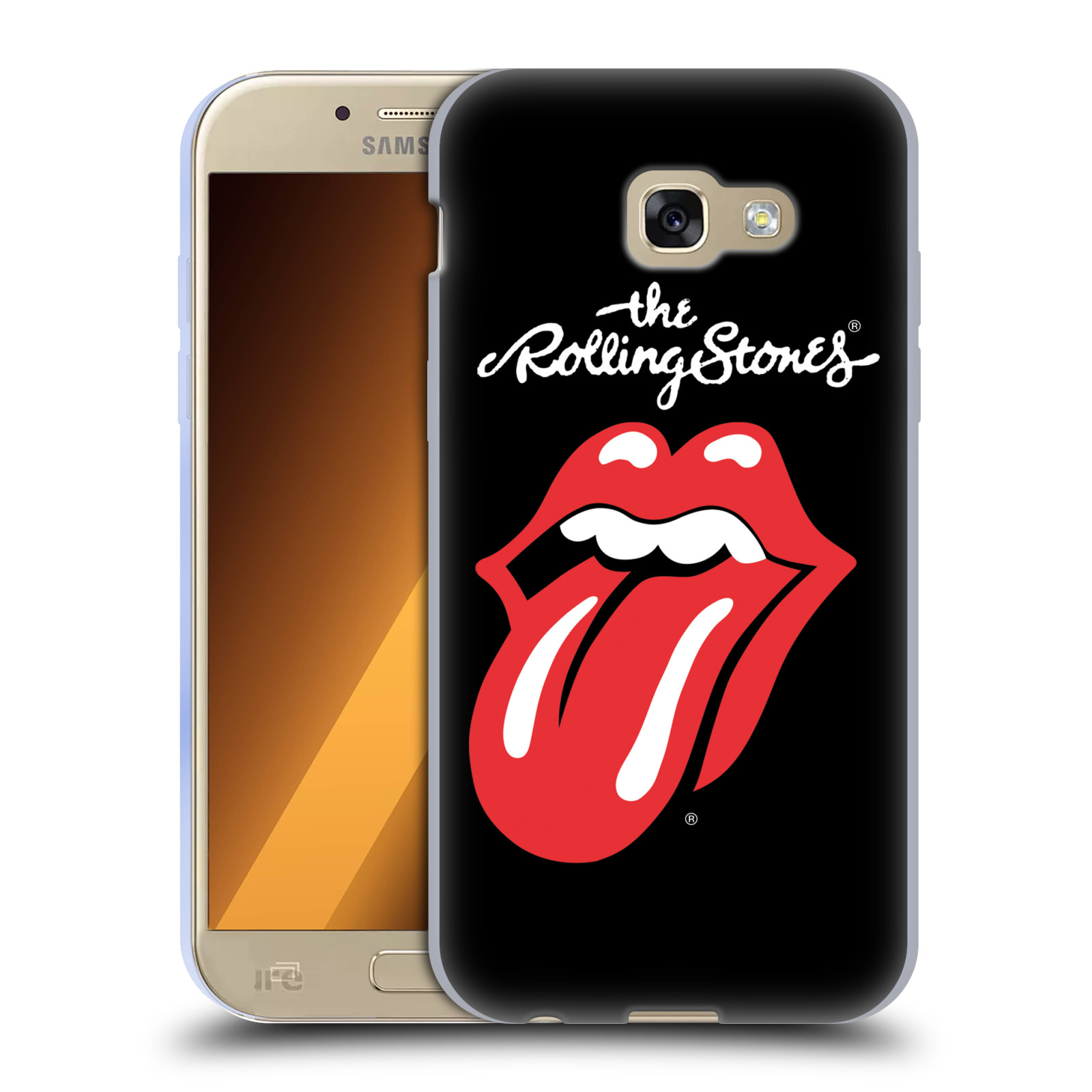 HEAD CASE silikonový obal na mobil Samsung Galaxy A5 2017 (A520) rocková skupina Rolling Stones znak černá a červená