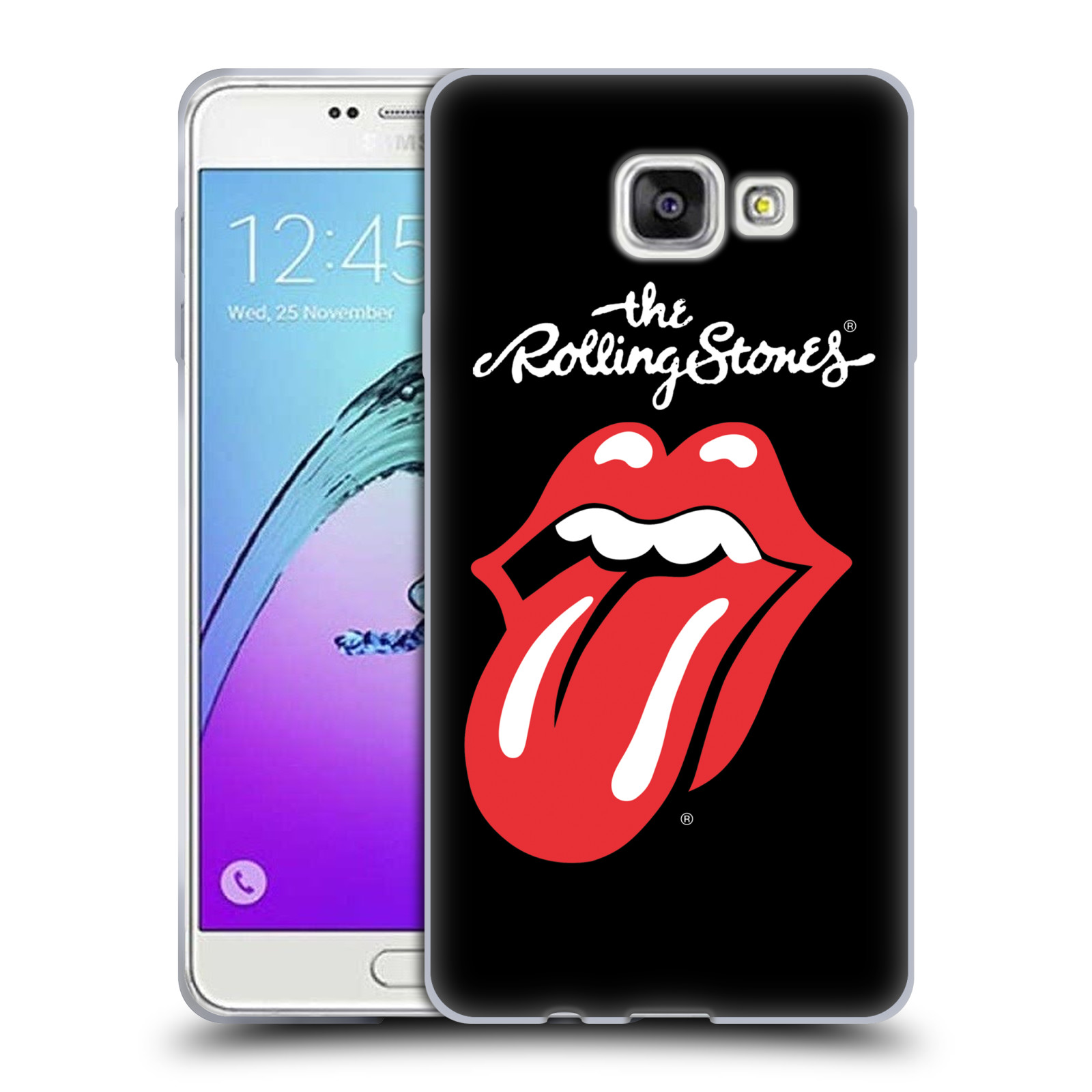 HEAD CASE silikonový obal na mobil Samsung Galaxy A7 2017 (A720) rocková skupina Rolling Stones znak černá a červená