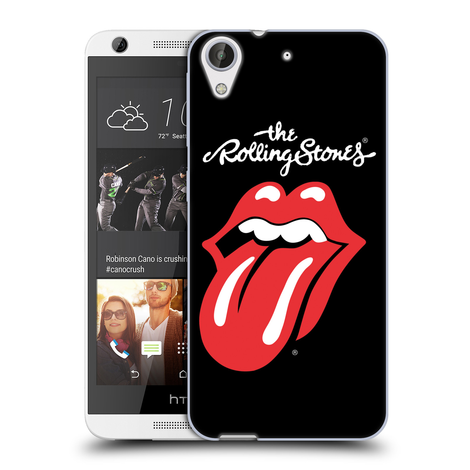 HEAD CASE silikonový obal na mobil HTC Desire 626 rocková skupina Rolling Stones znak černá a červená