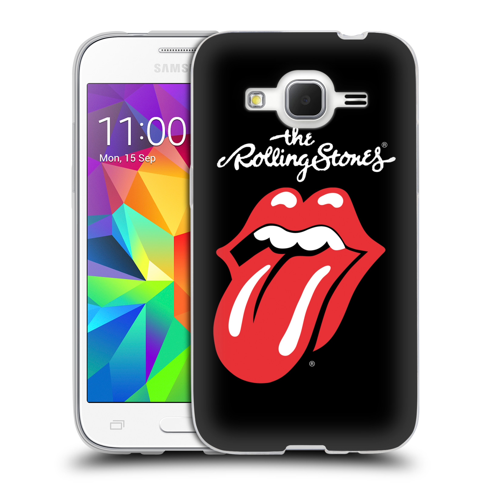 HEAD CASE silikonový obal na mobil Samsung Galaxy Core Prime (G360) rocková skupina Rolling Stones znak černá a červená