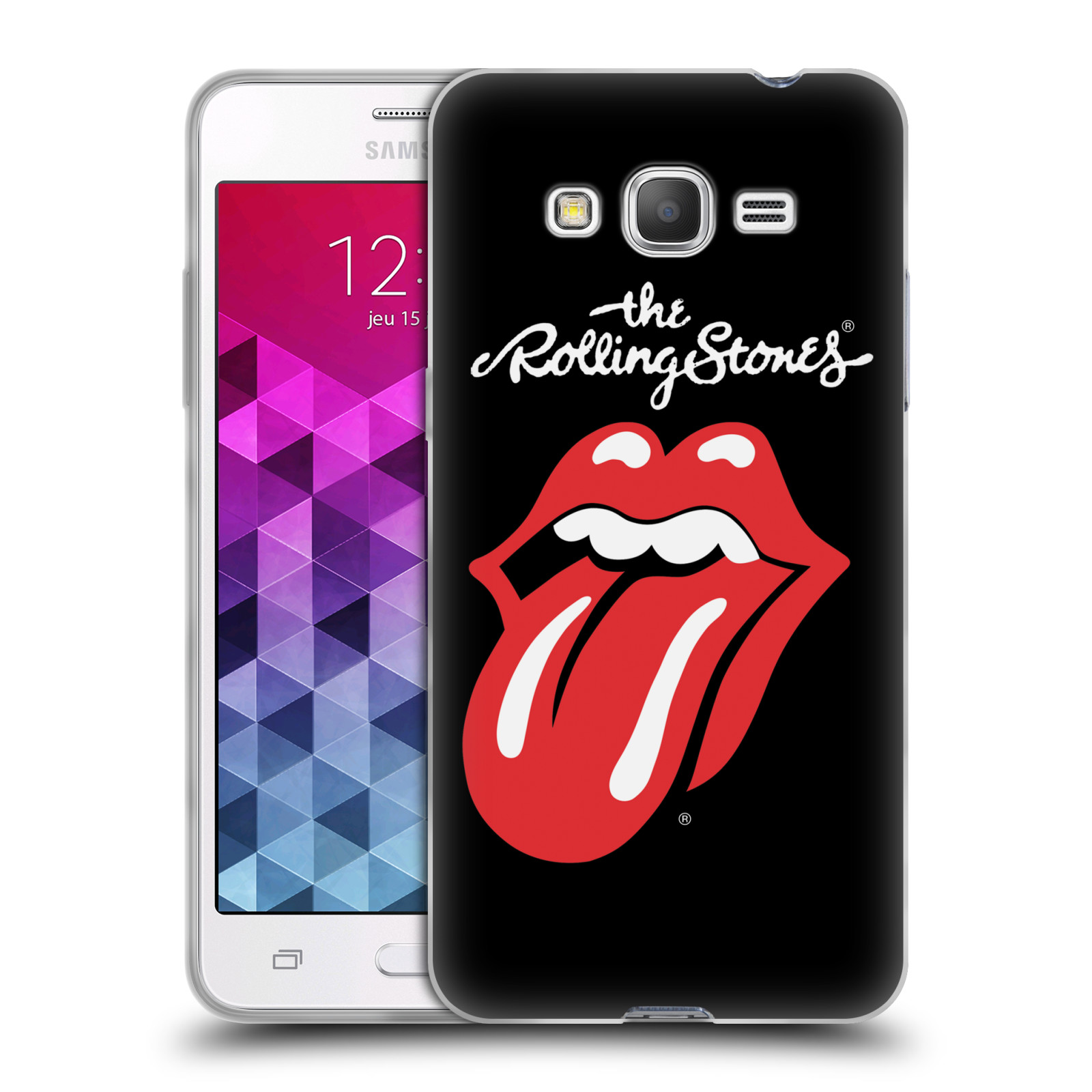 HEAD CASE silikonový obal na mobil Samsung Galaxy Grand Prime rocková skupina Rolling Stones znak černá a červená