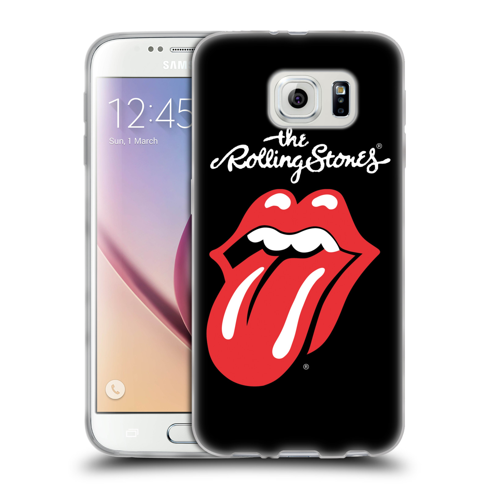 HEAD CASE silikonový obal na mobil Samsung Galaxy S6 rocková skupina Rolling Stones znak černá a červená