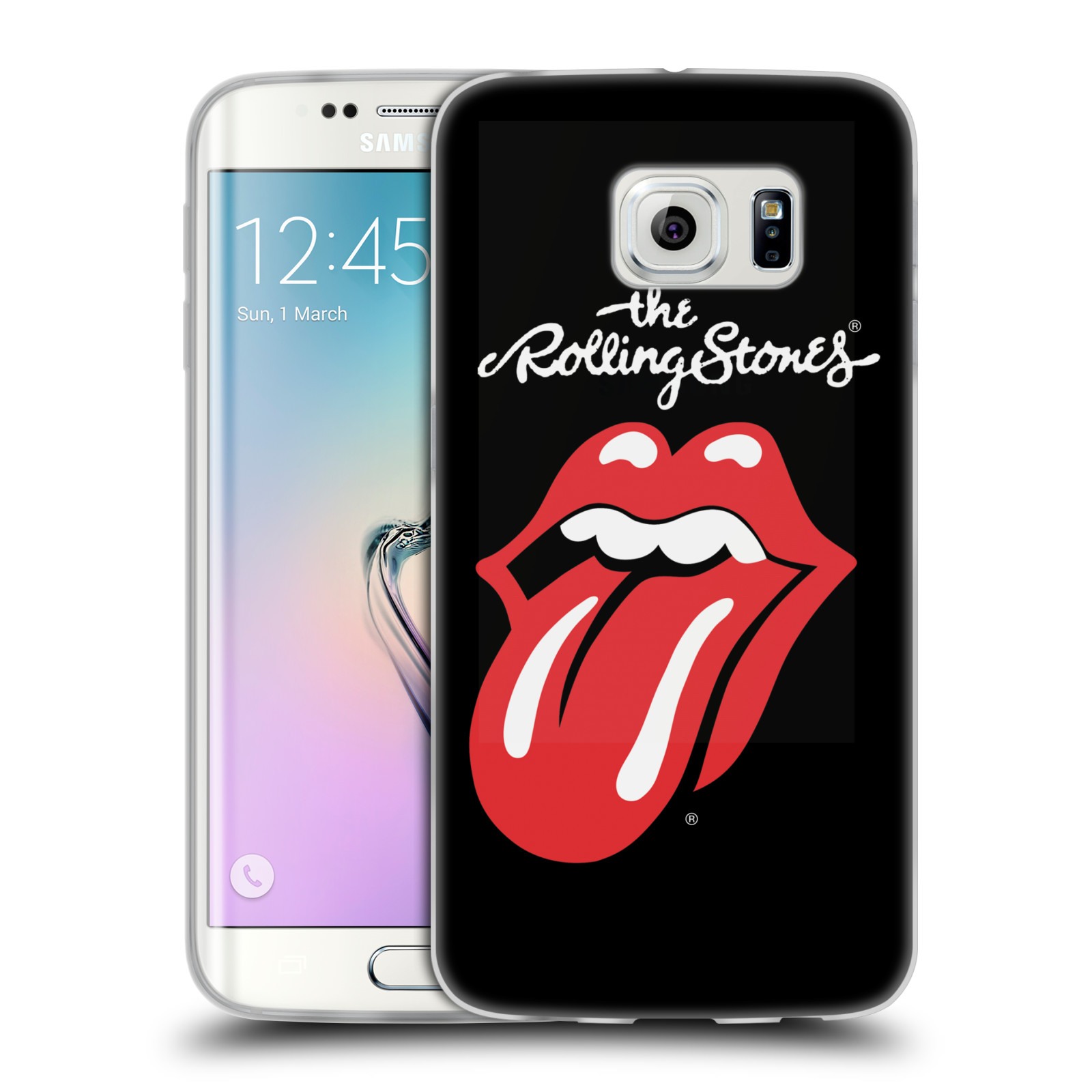 HEAD CASE silikonový obal na mobil Samsung Galaxy S6 EDGE rocková skupina Rolling Stones znak černá a červená