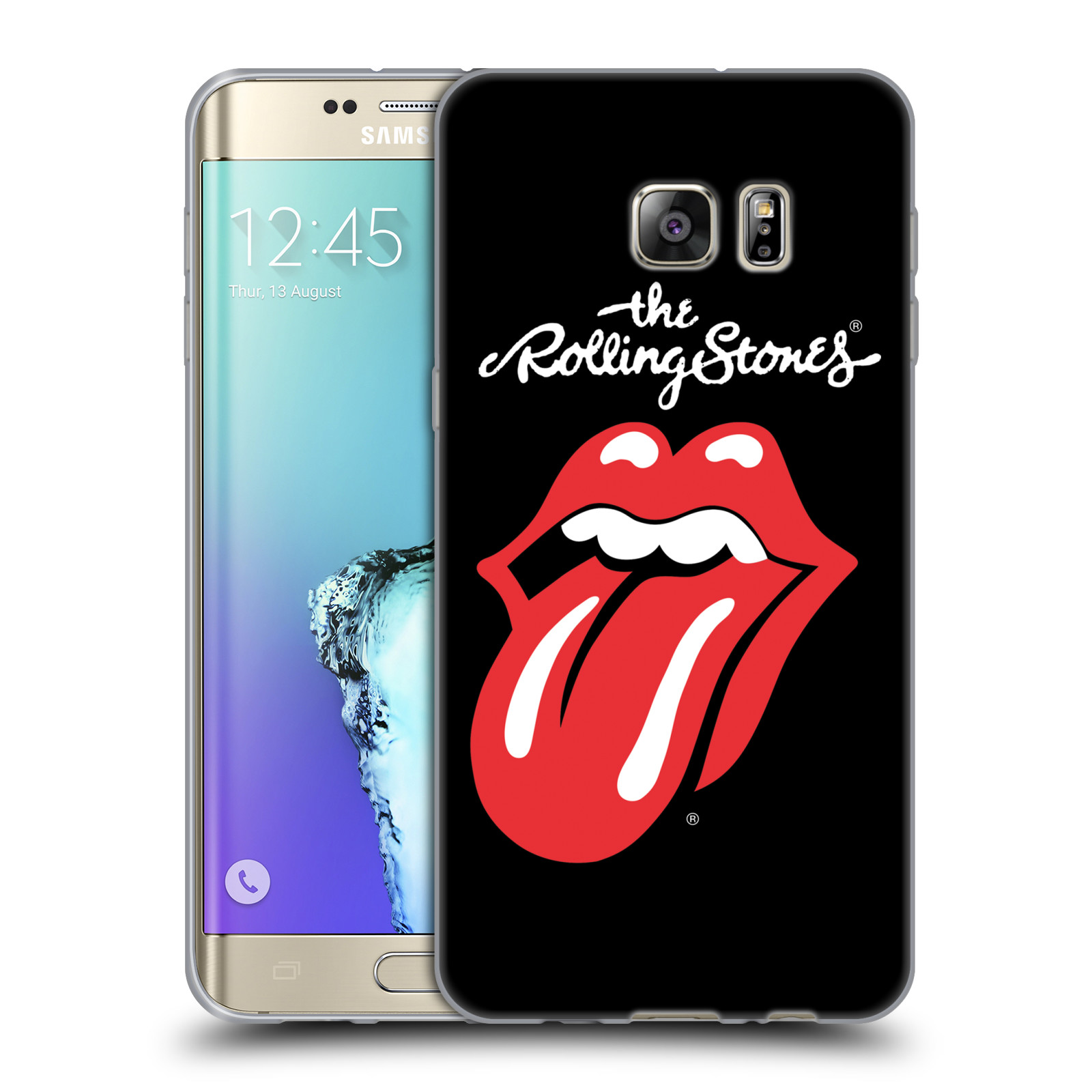 HEAD CASE silikonový obal na mobil Samsung Galaxy S6 EDGE PLUS rocková skupina Rolling Stones znak černá a červená