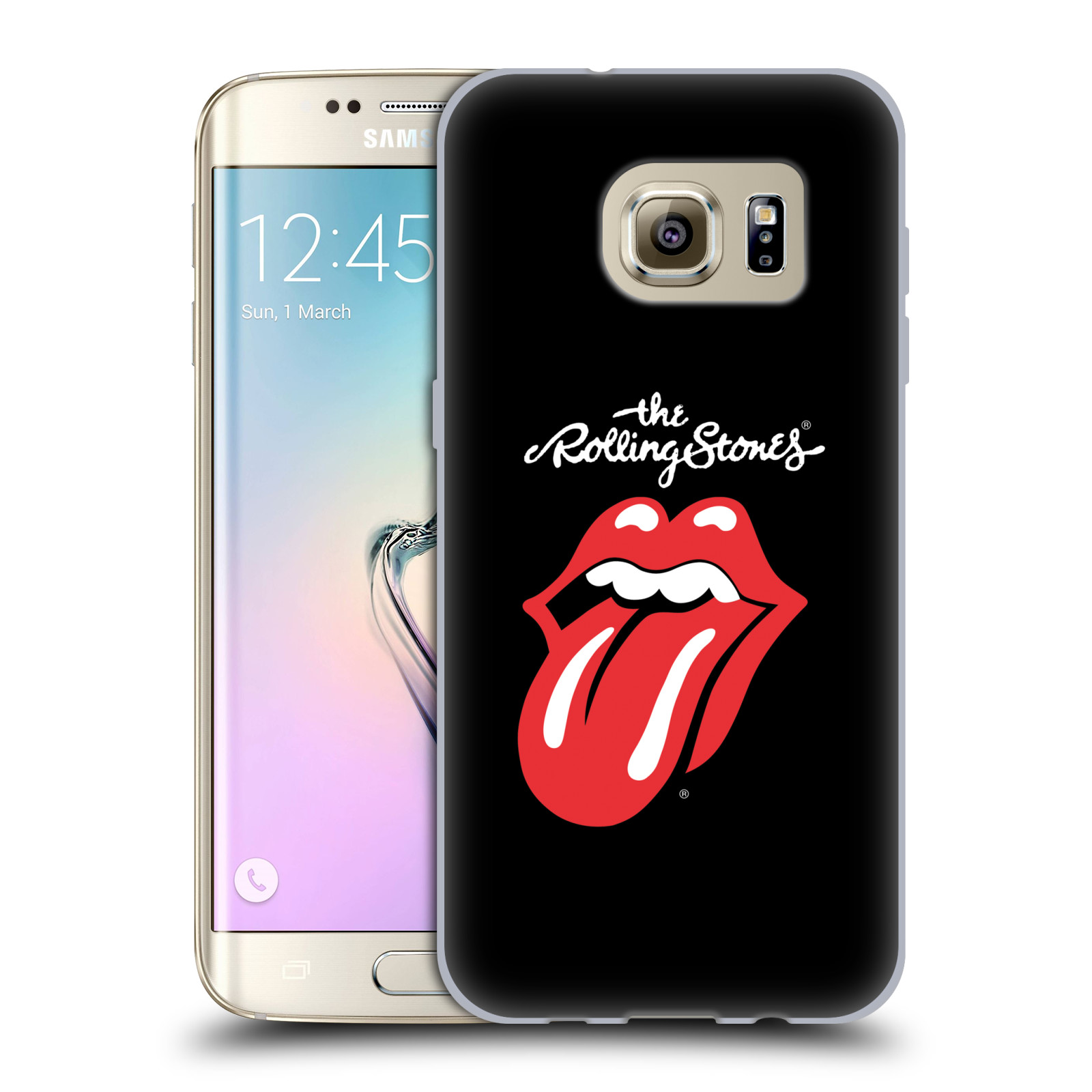 HEAD CASE silikonový obal na mobil Samsung Galaxy S7 EDGE rocková skupina Rolling Stones znak černá a červená