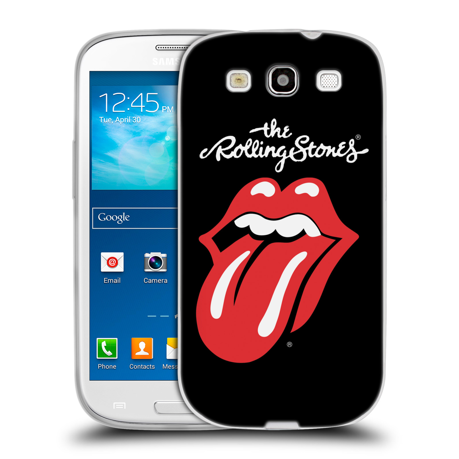 HEAD CASE silikonový obal na mobil Samsung Galaxy S3 rocková skupina Rolling Stones znak černá a červená