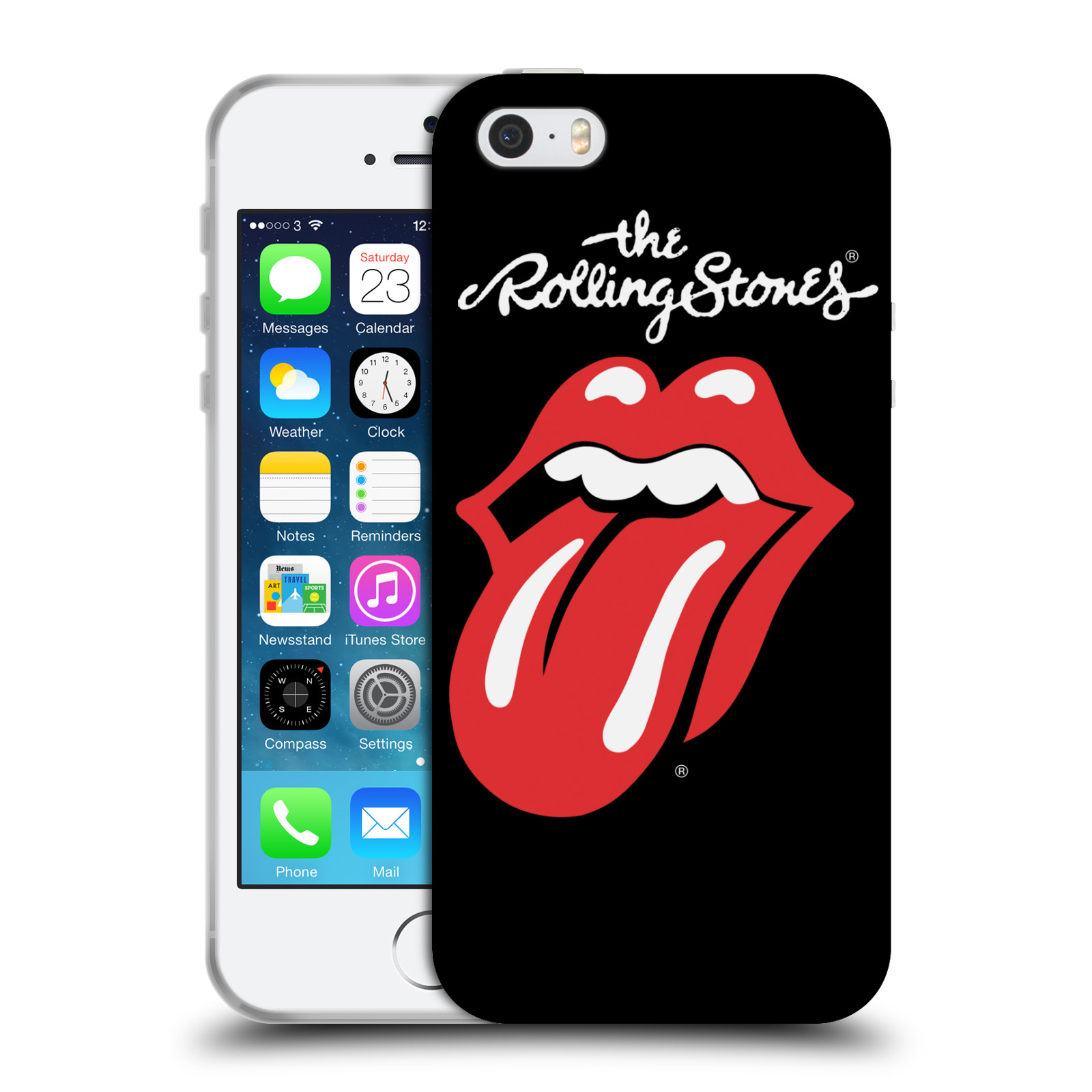 HEAD CASE silikonový obal na mobil Apple Iphone 5/5S rocková skupina Rolling Stones znak černá a červená