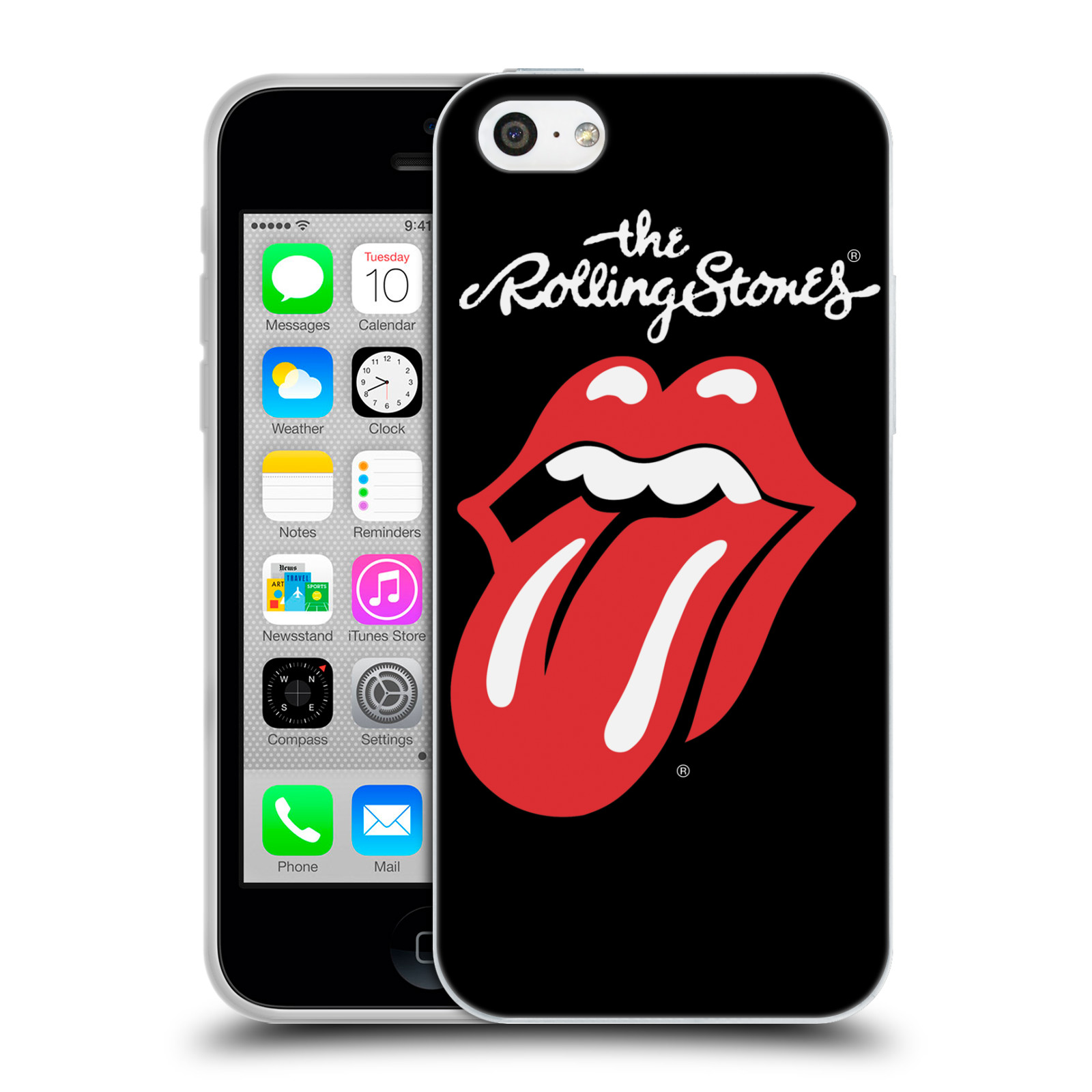 HEAD CASE silikonový obal na mobil Apple Iphone 5C rocková skupina Rolling Stones znak černá a červená