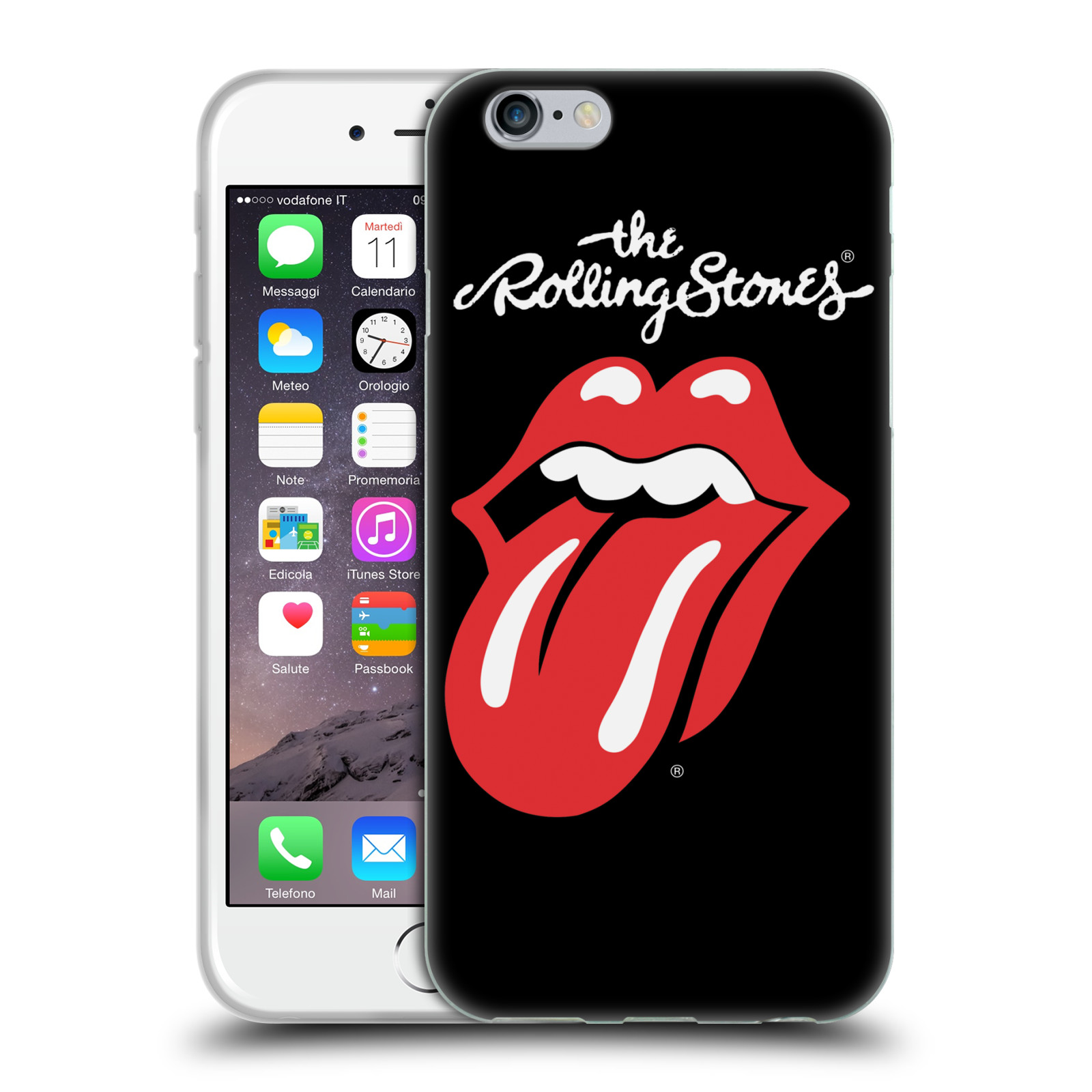 HEAD CASE silikonový obal na mobil Apple Iphone 6/6S rocková skupina Rolling Stones znak černá a červená