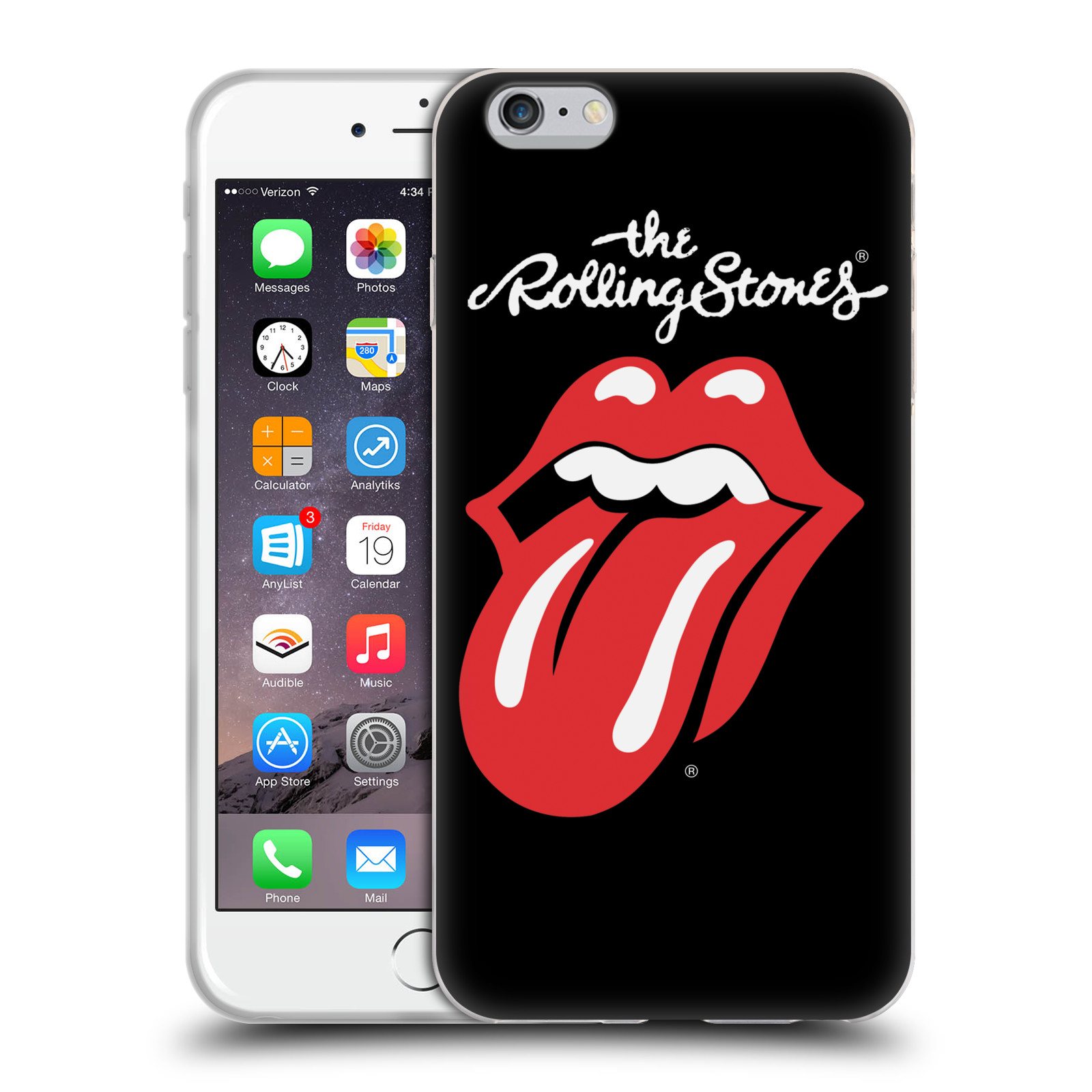 HEAD CASE silikonový obal na mobil Apple Iphone 6/6S PLUS rocková skupina Rolling Stones znak černá a červená