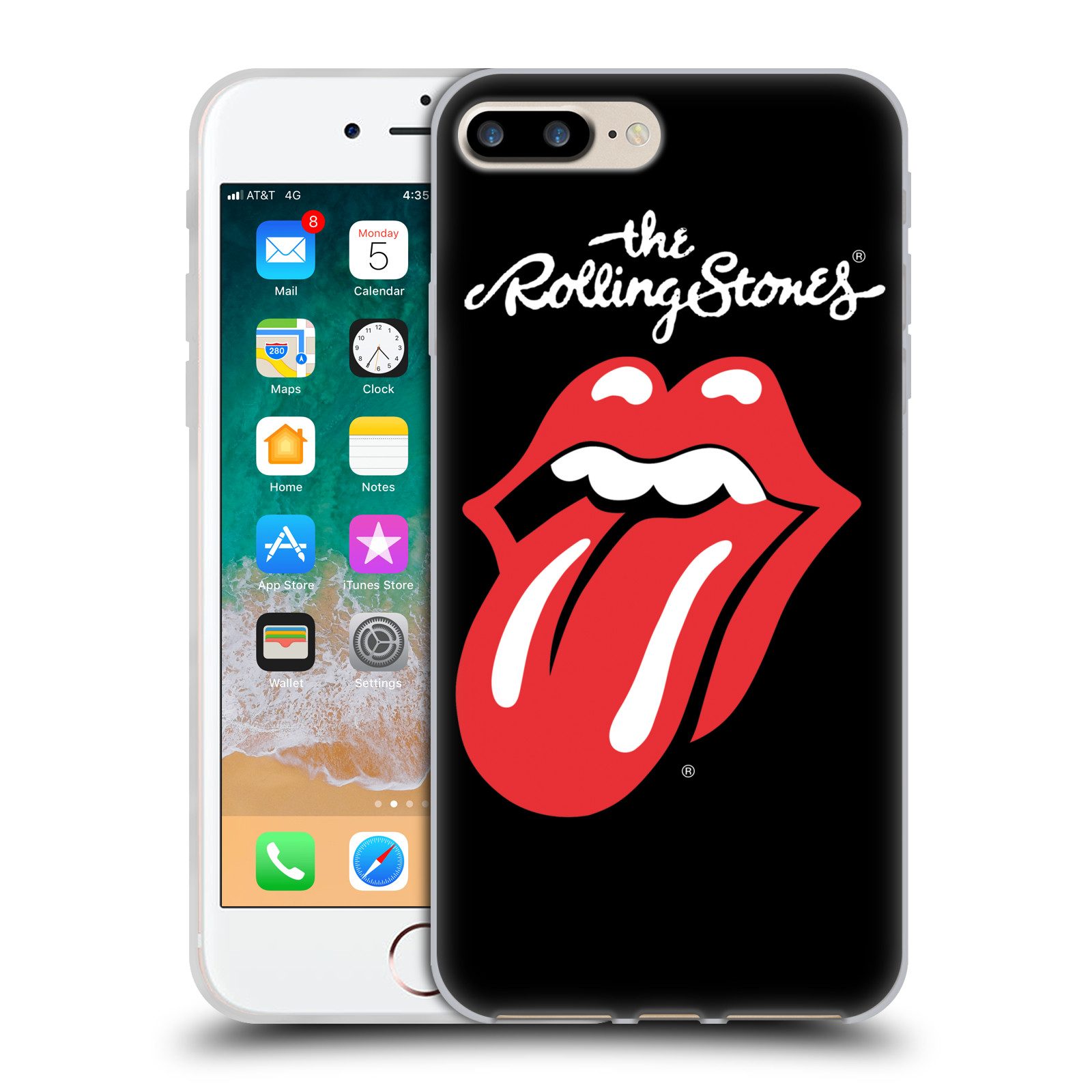 HEAD CASE silikonový obal na mobil Apple Iphone 7 PLUS rocková skupina Rolling Stones znak černá a červená