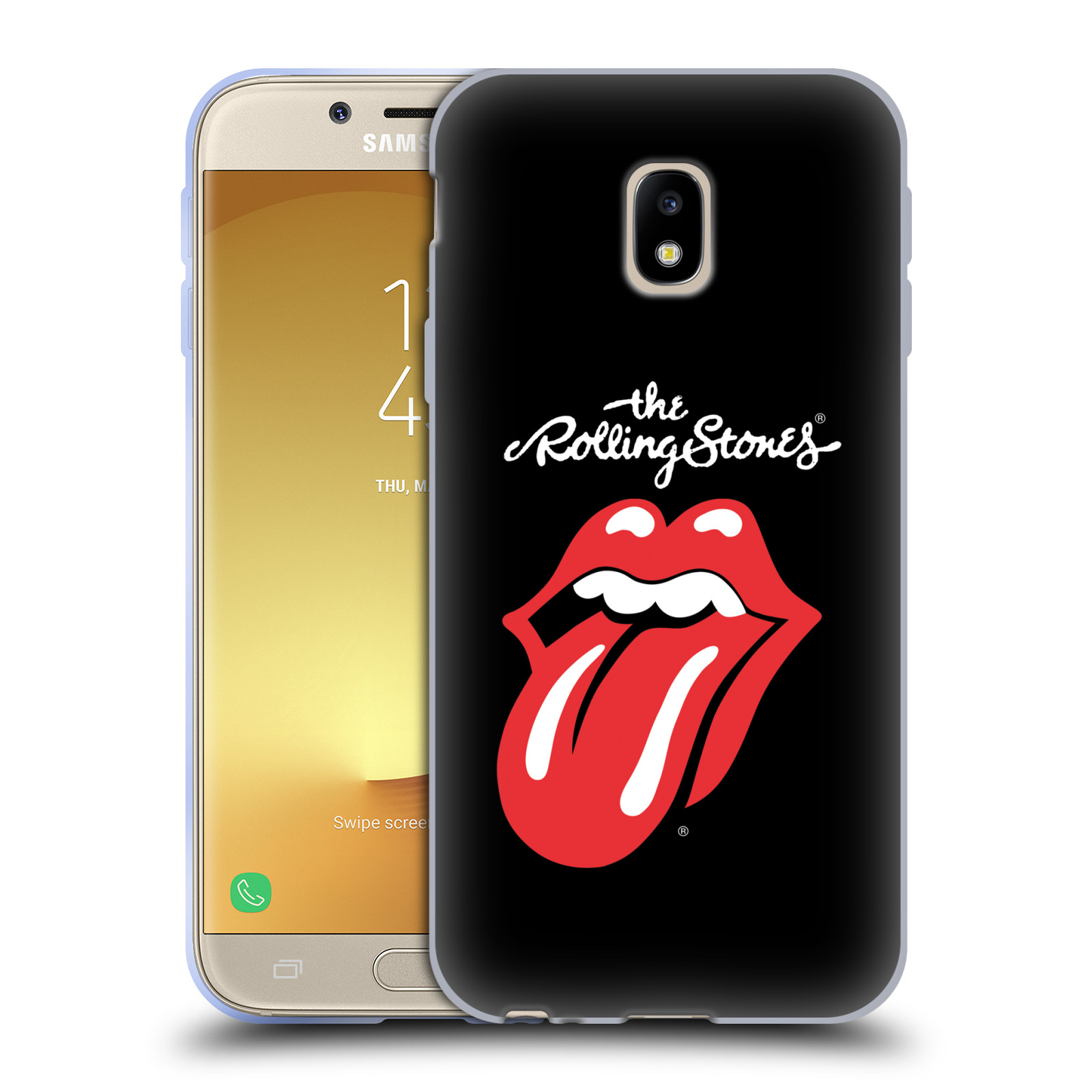 HEAD CASE silikonový obal na mobil Samsung Galaxy J3 2017 (J330, J330F) rocková skupina Rolling Stones znak černá a červená