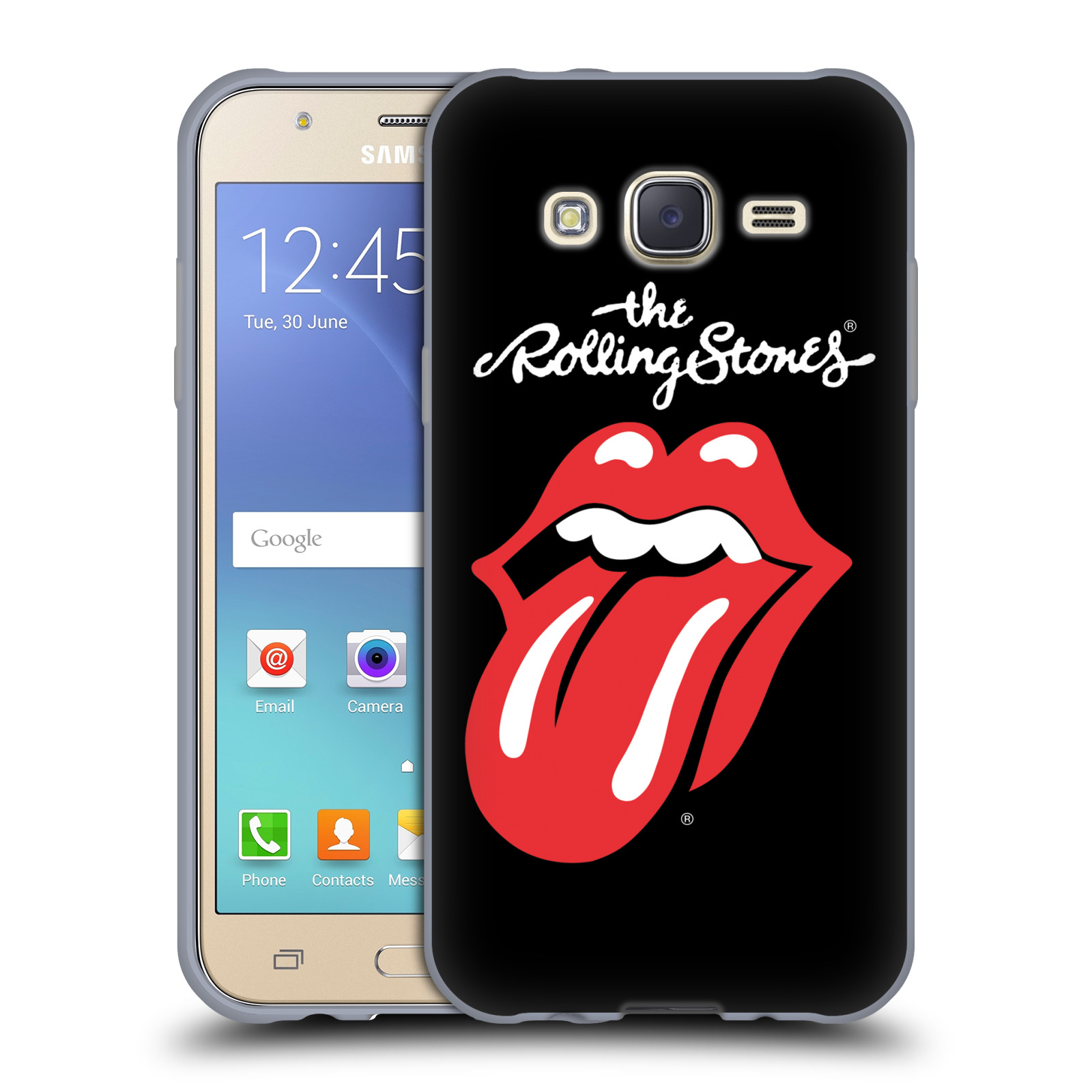 HEAD CASE silikonový obal na mobil Samsung Galaxy J5 2015 (J500) rocková skupina Rolling Stones znak černá a červená